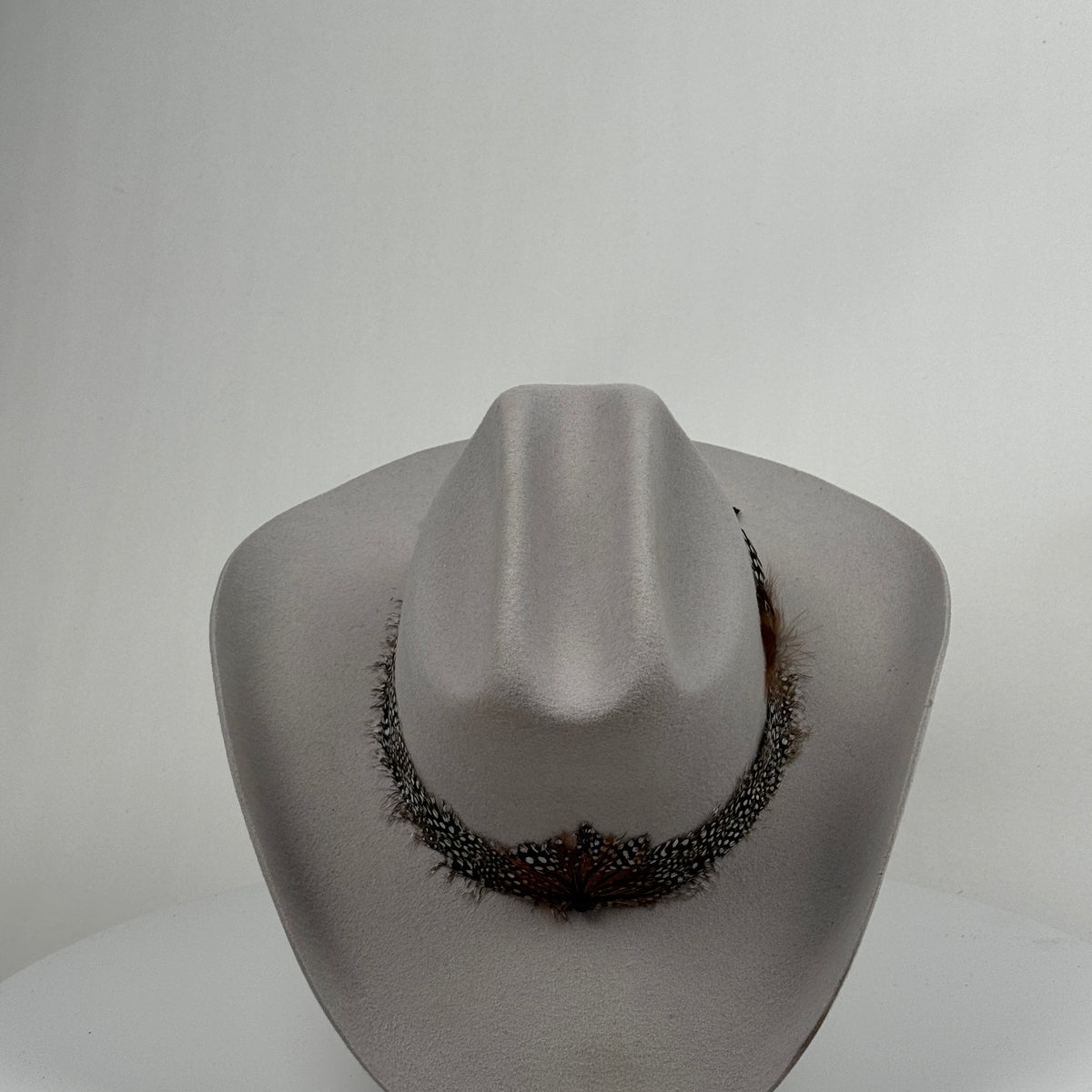 GREYCOWBOYWITHGUINEEFEATHERBAN  display picture 1