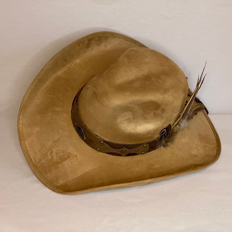 Jaqueline - Custom Vegan Sued Fashion Cowboy Hat With Leather Band With Feathers-Animo Hat Company