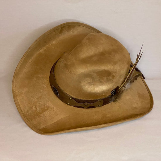 Jaqueline - Custom Vegan Sued Fashion Cowboy Hat With Leather Band With Feathers-Animo Hat Company