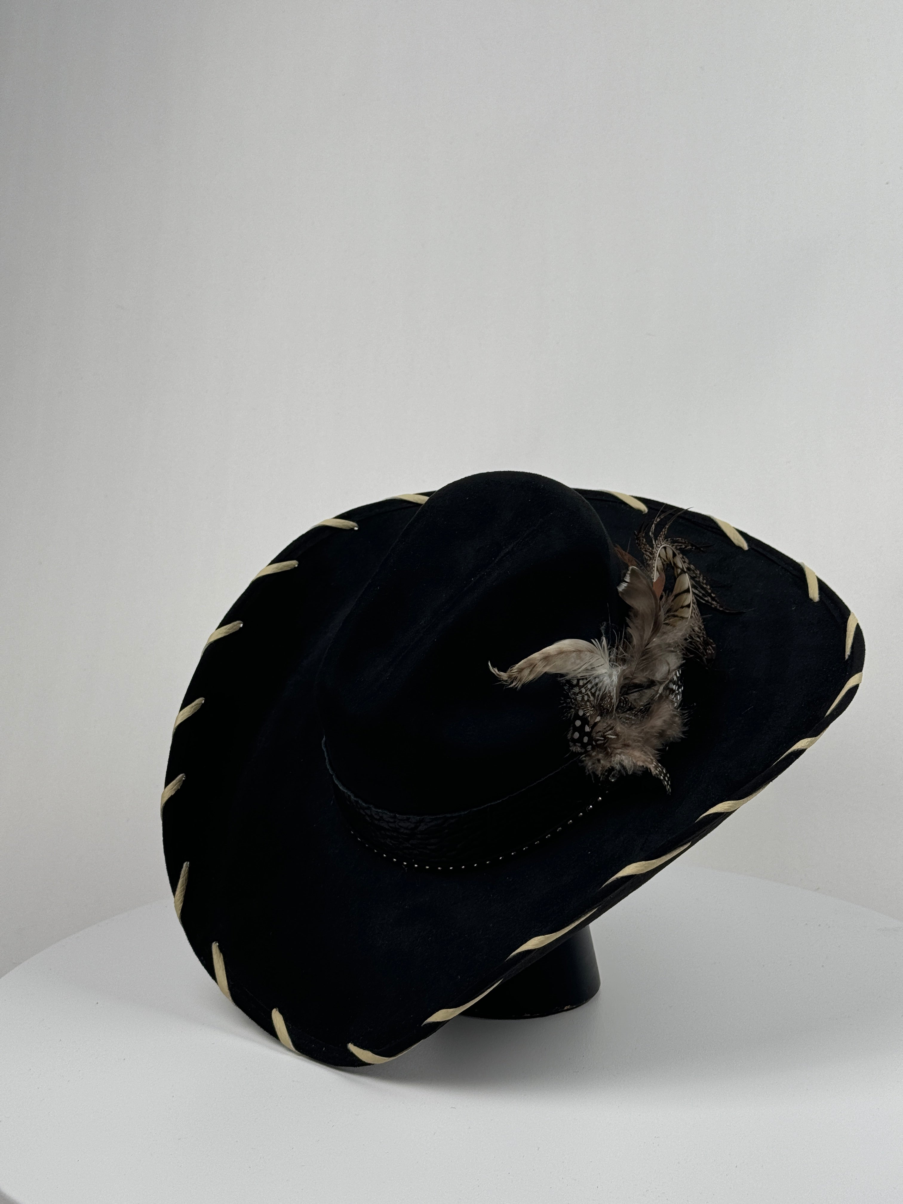 Leather Band Cowboy Hat with Tan Trim