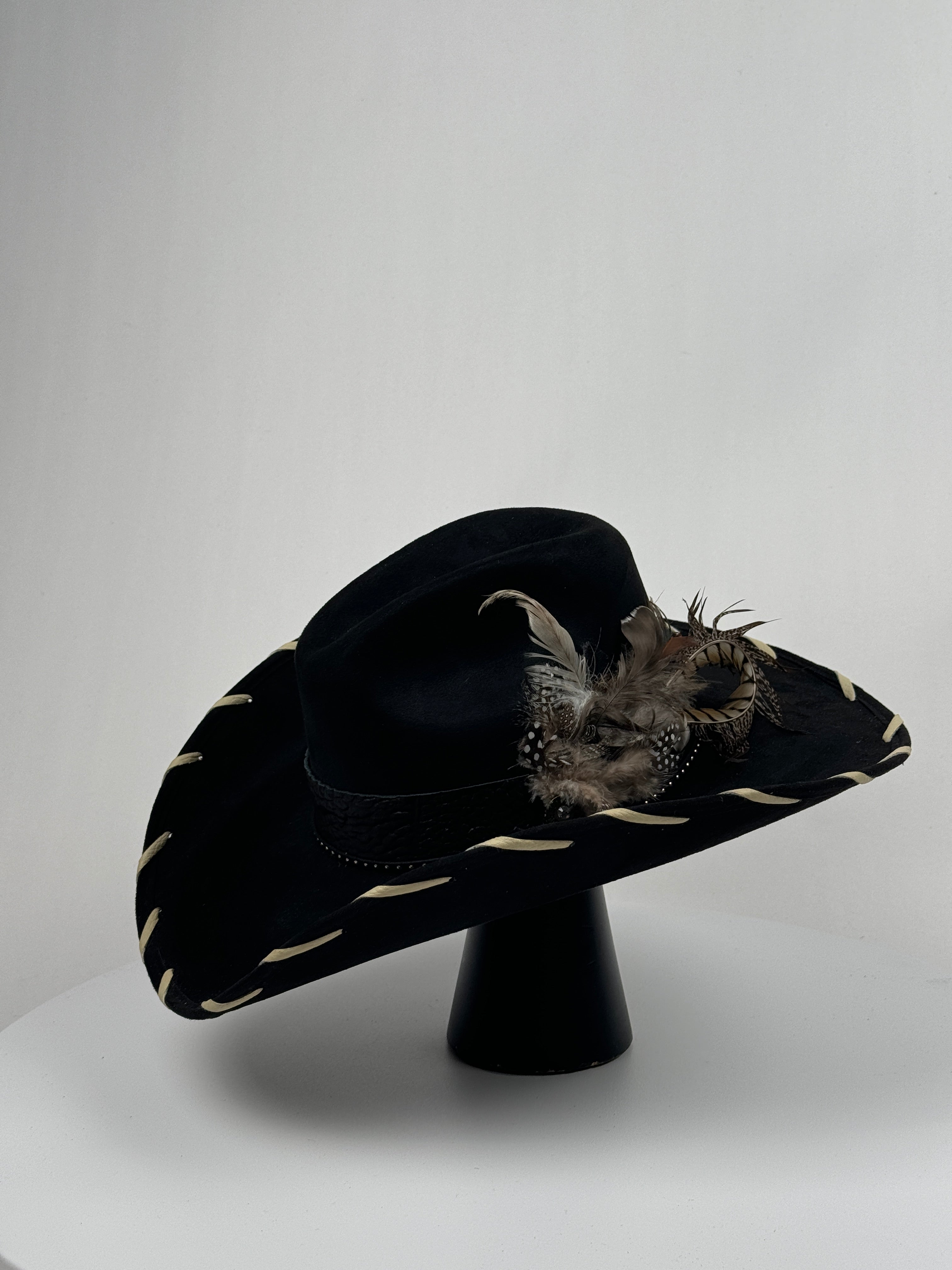 Leather Band Cowboy Hat with Tan Trim