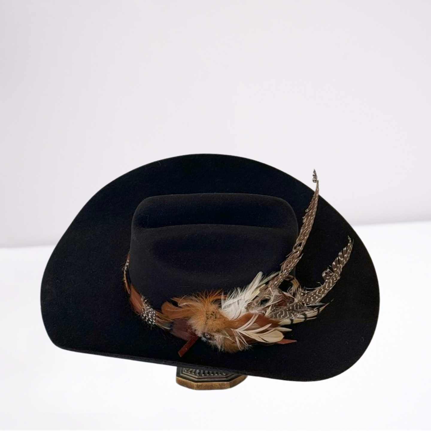 Brown Feather Band Wool Cowboy Hat