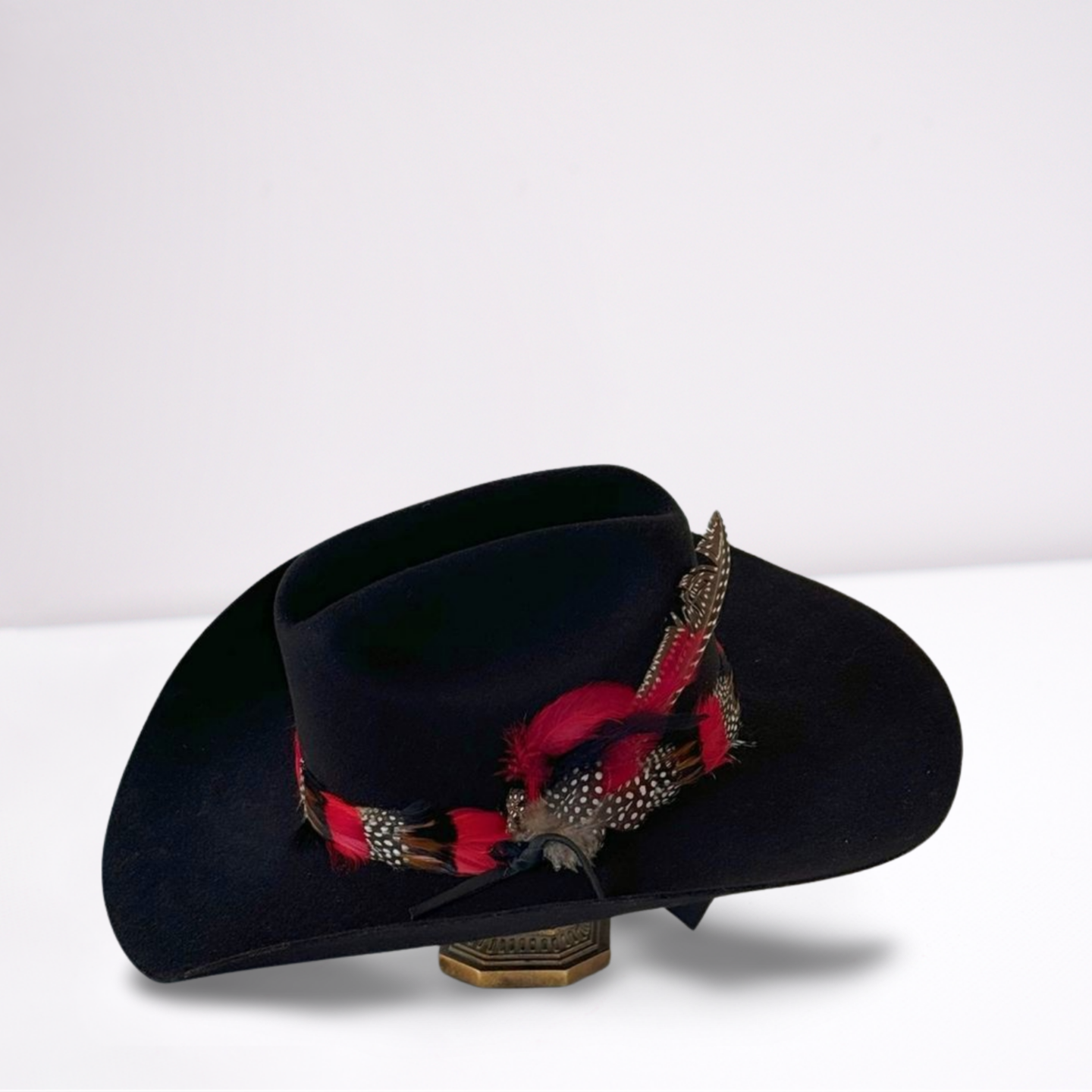 Red Feather Band Wool Cowboy Hat