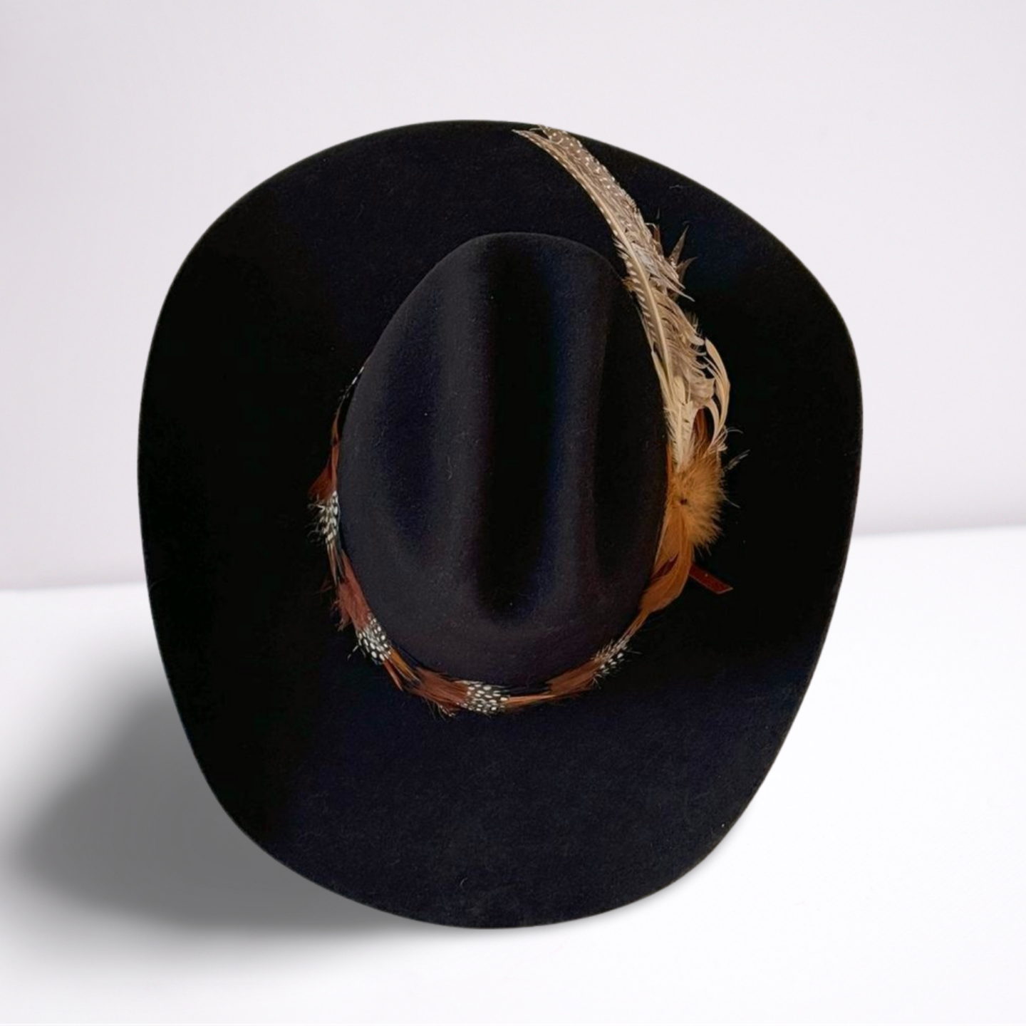 Brown Feather Band Wool Cowboy Hat