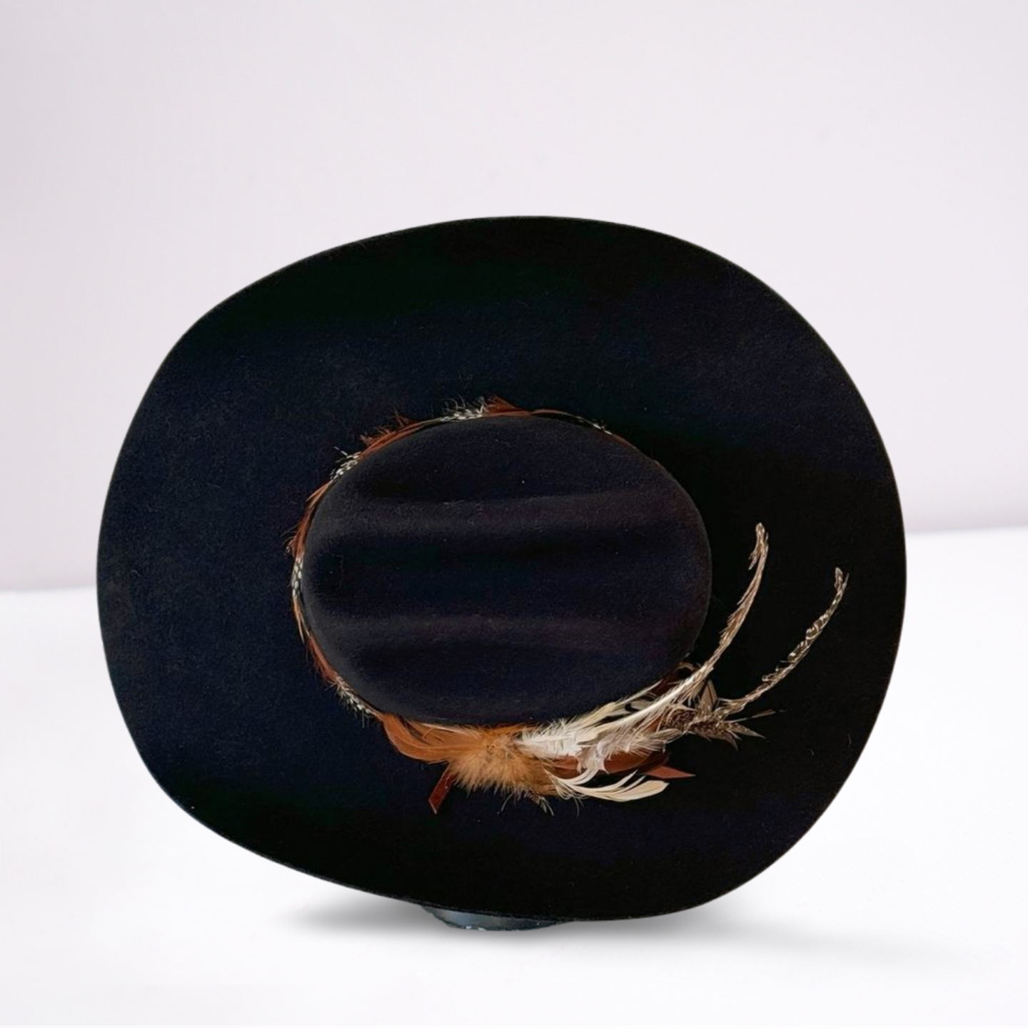 Brown Feather Band Wool Cowboy Hat