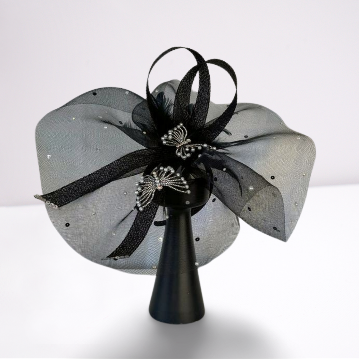 Black Butterfly Fascinator Derby Hat-Animo Hat Company