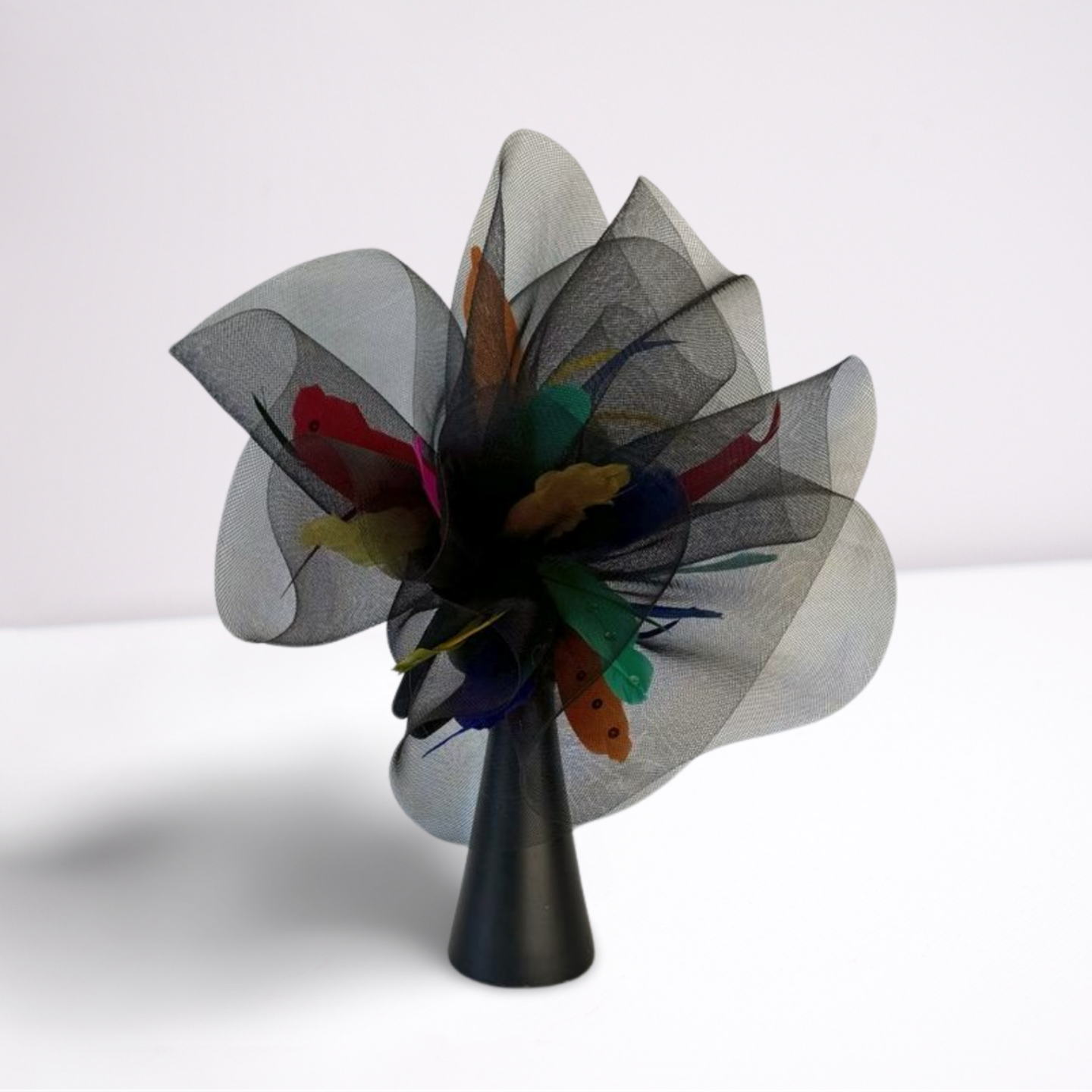 Multi-colored Feathers Black Derby Hat-Animo Hat Company