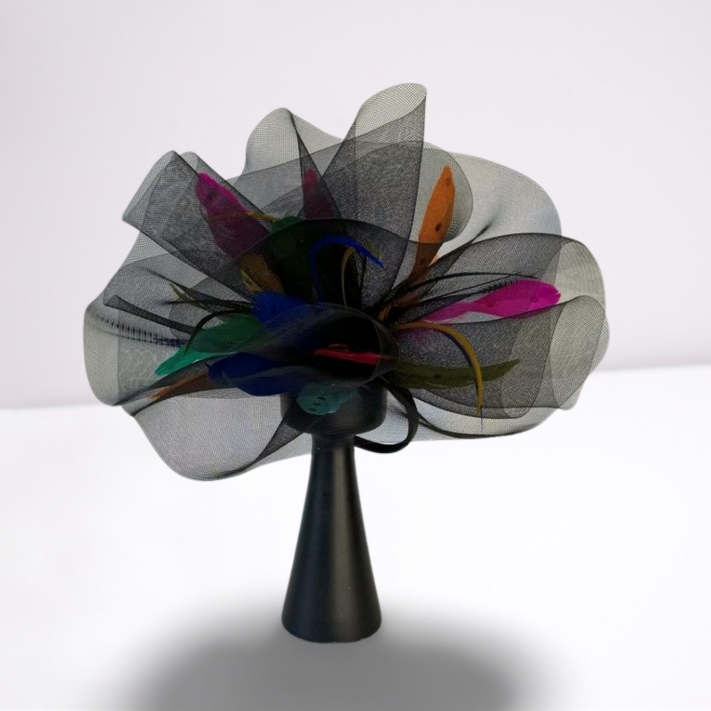 Multi-colored Feathers Black Derby Hat-Animo Hat Company