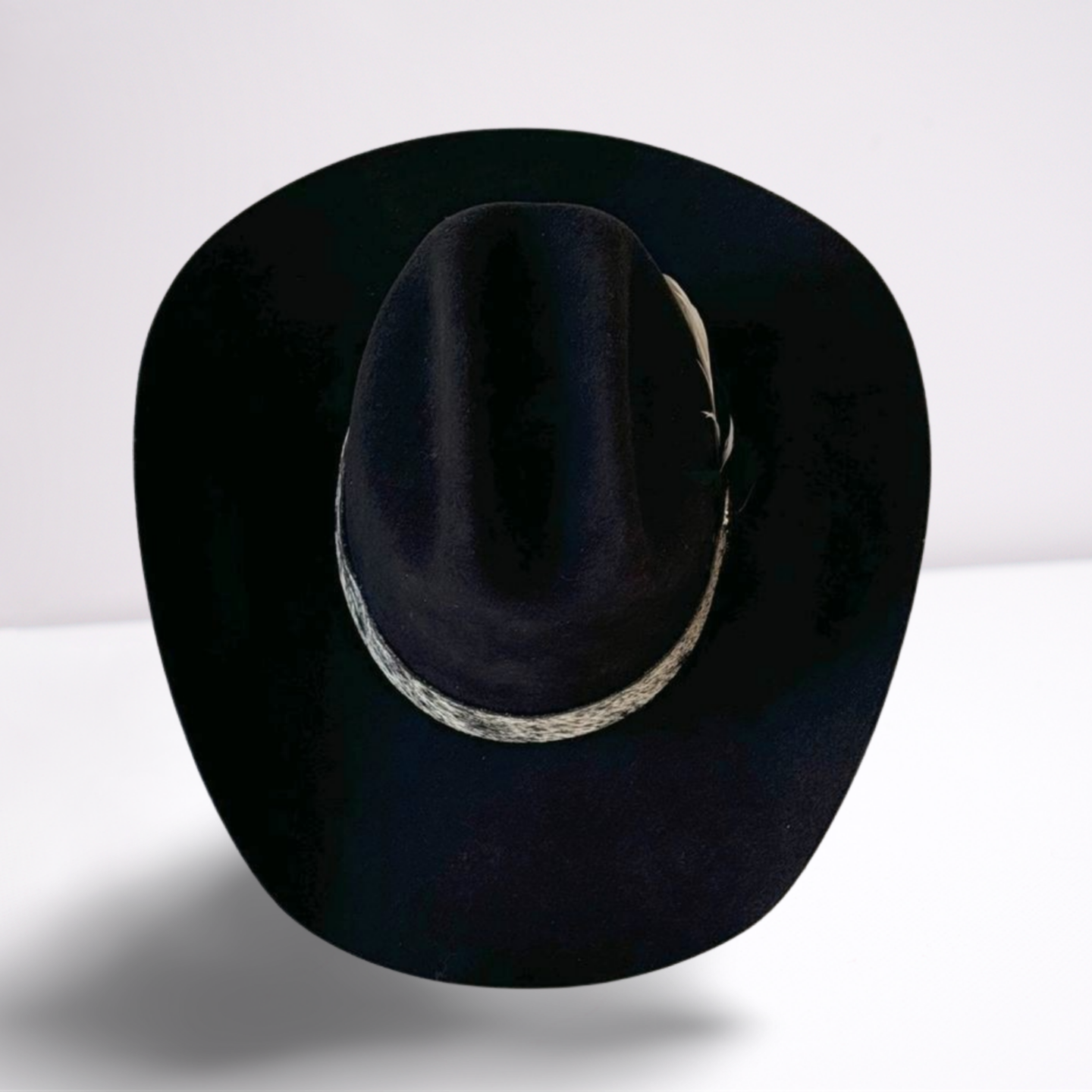 Black Natural Hide Band Wool Cowboy Hat