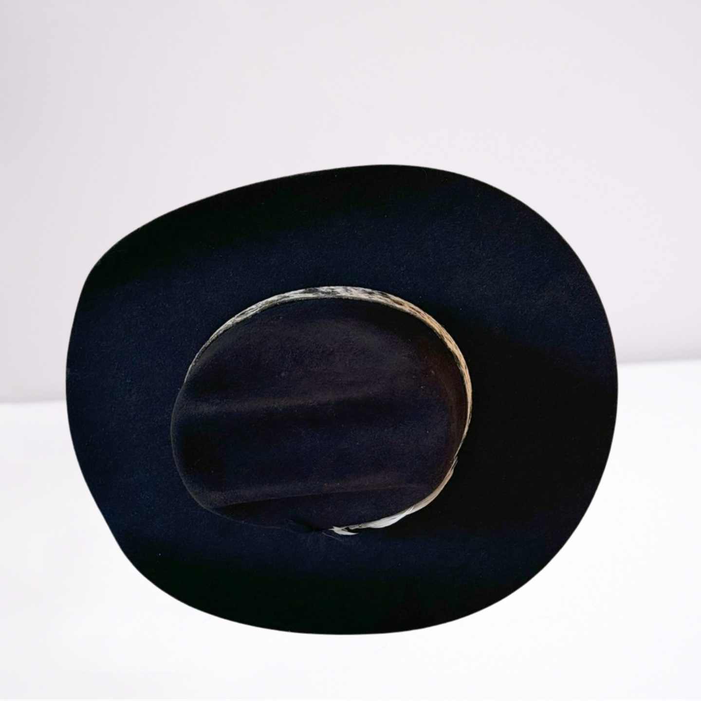 Black Natural Hide Band Wool Cowboy Hat