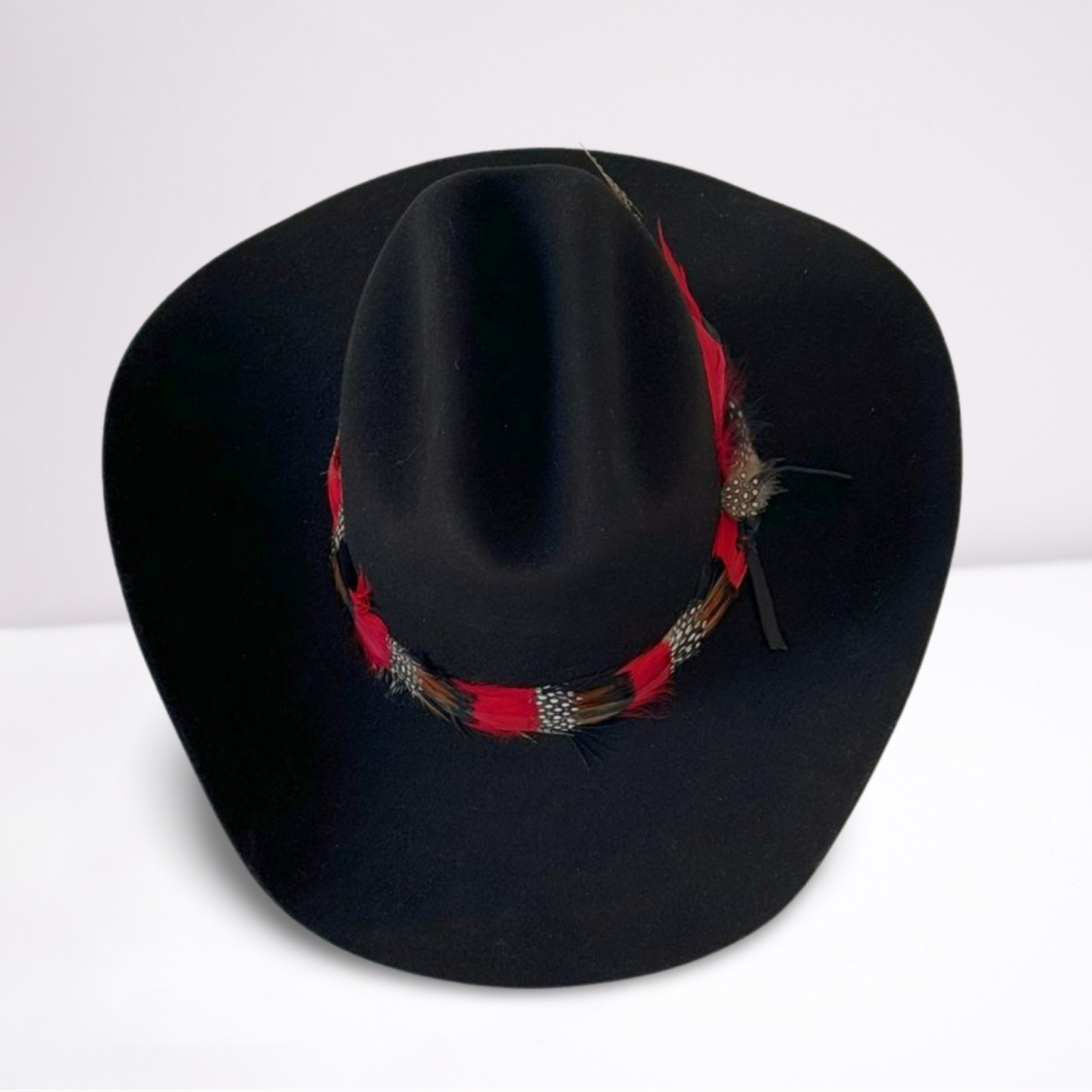 Red Feather Band Wool Cowboy Hat