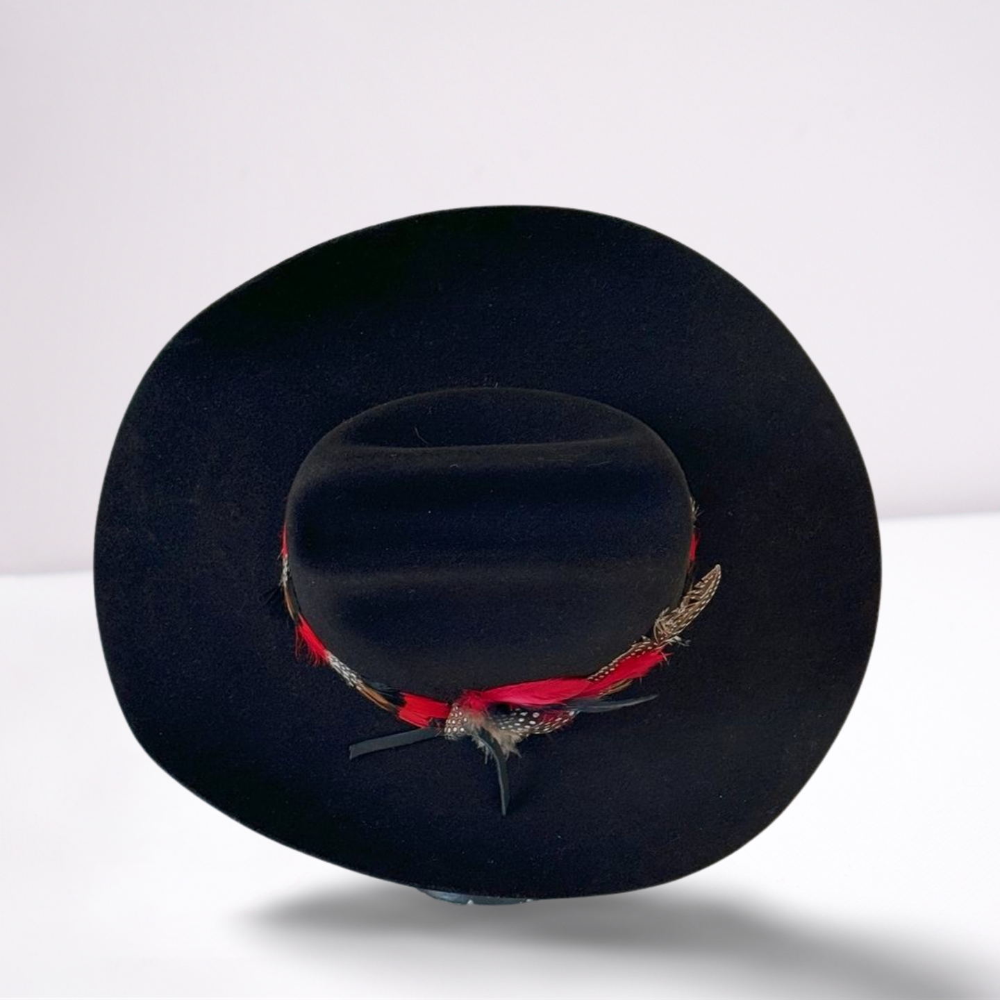 Red Feather Band Wool Cowboy Hat