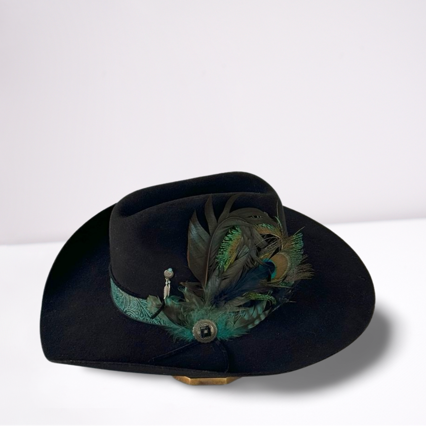 Embossed Leather Band Wool Cowboy Hat