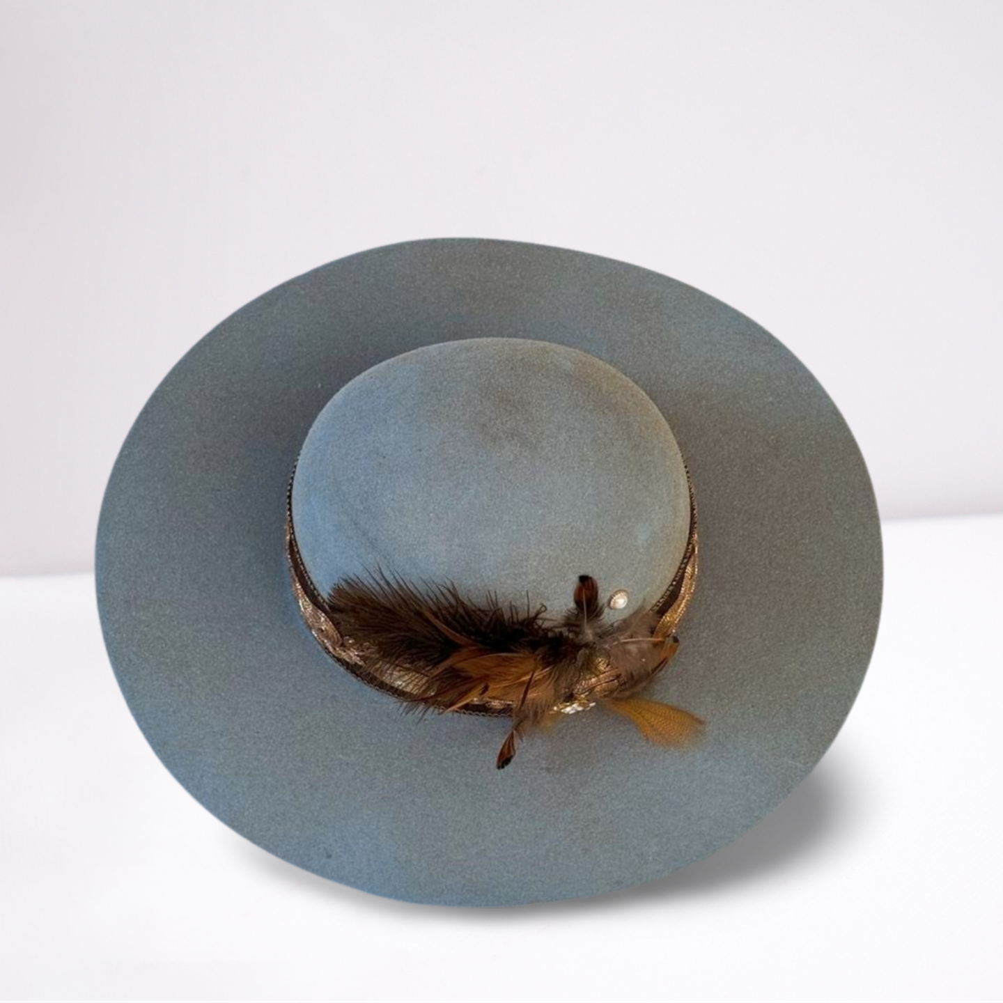 Blue Sparkle Felt Embellished Band Rancher Hat