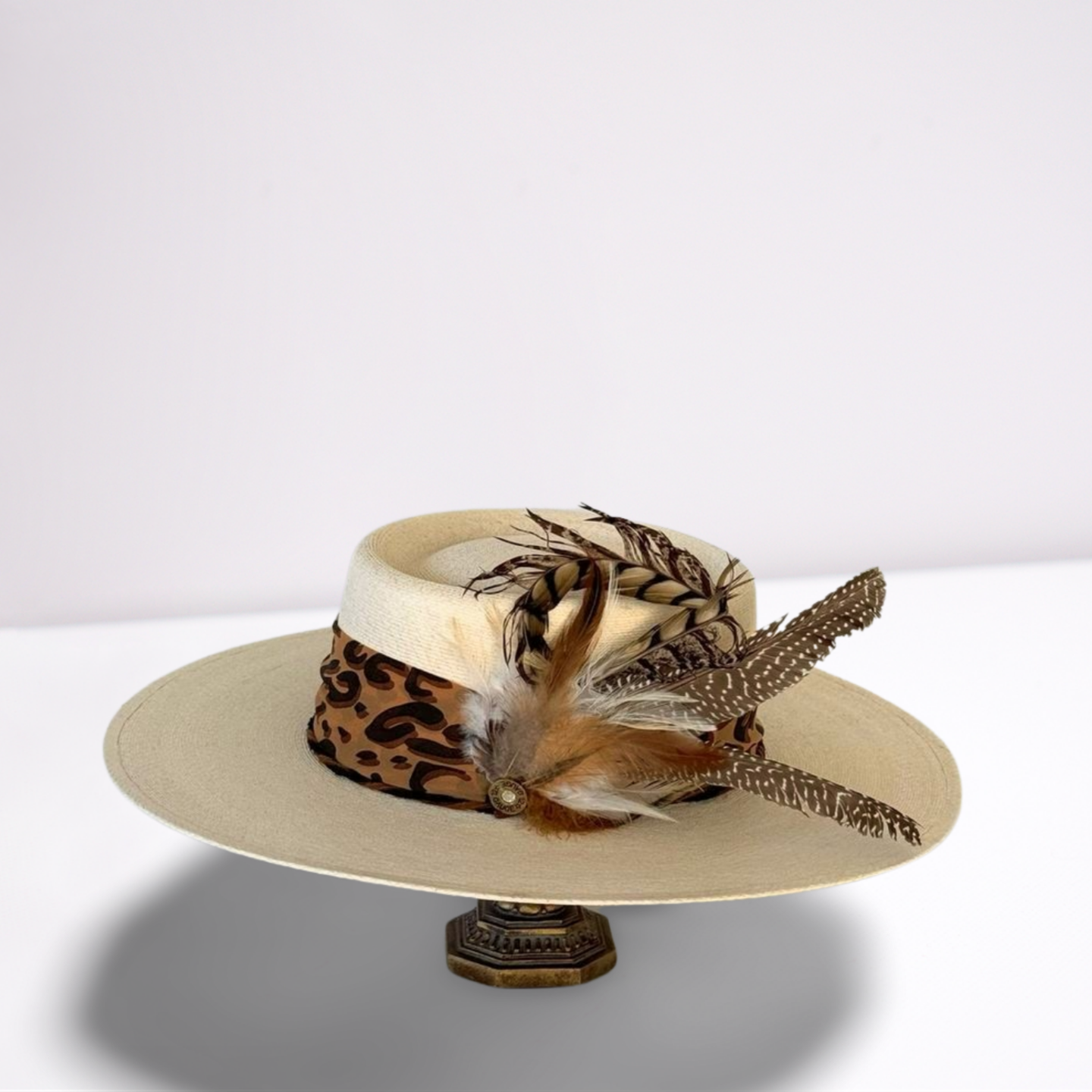 Atwood Animal Print Scarf Band Boater Hat