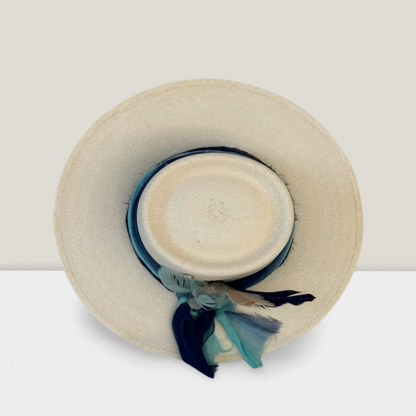 Atwood Feathered Scarf Band Straw Boater Hat