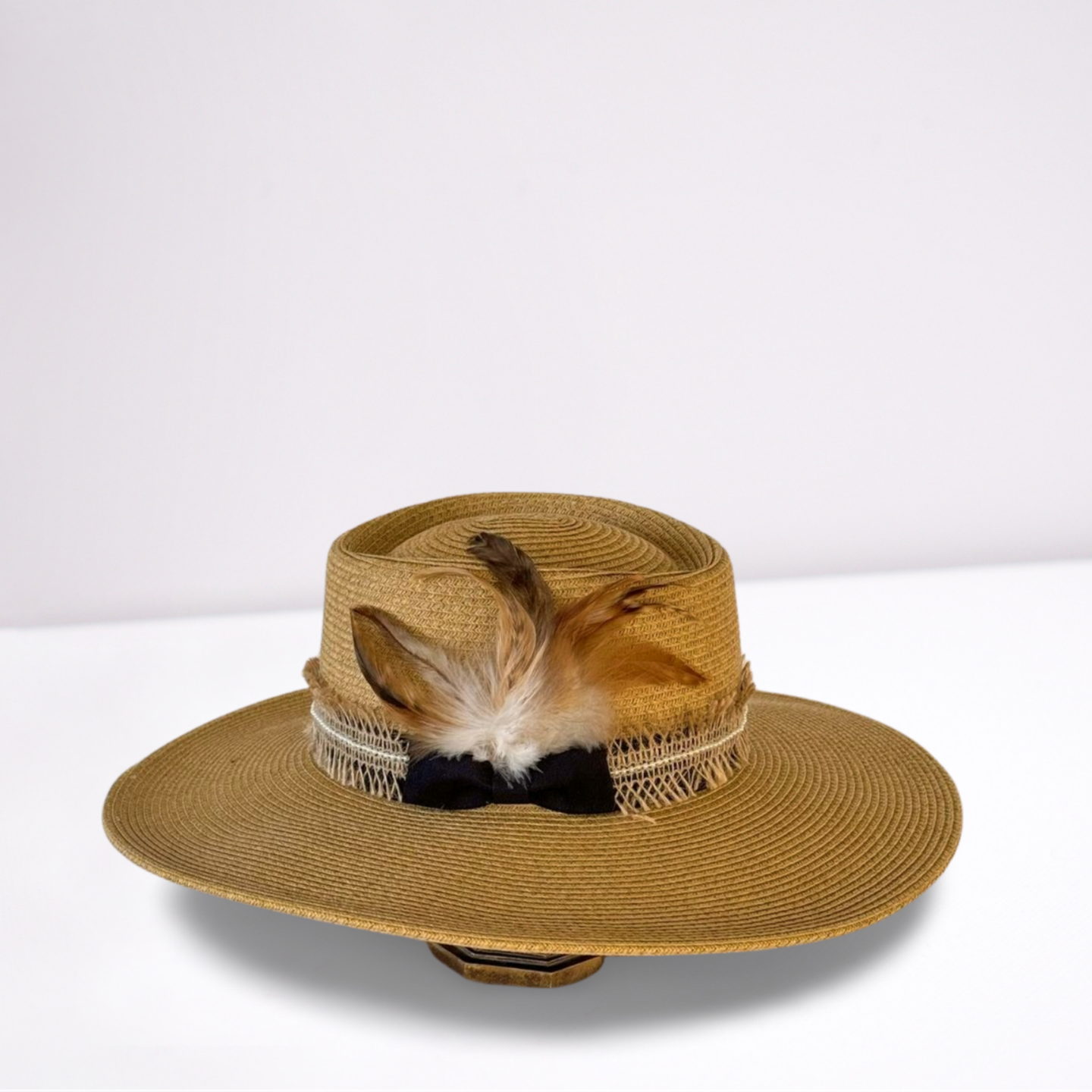 Ribbon Band with Bow Boater Hat