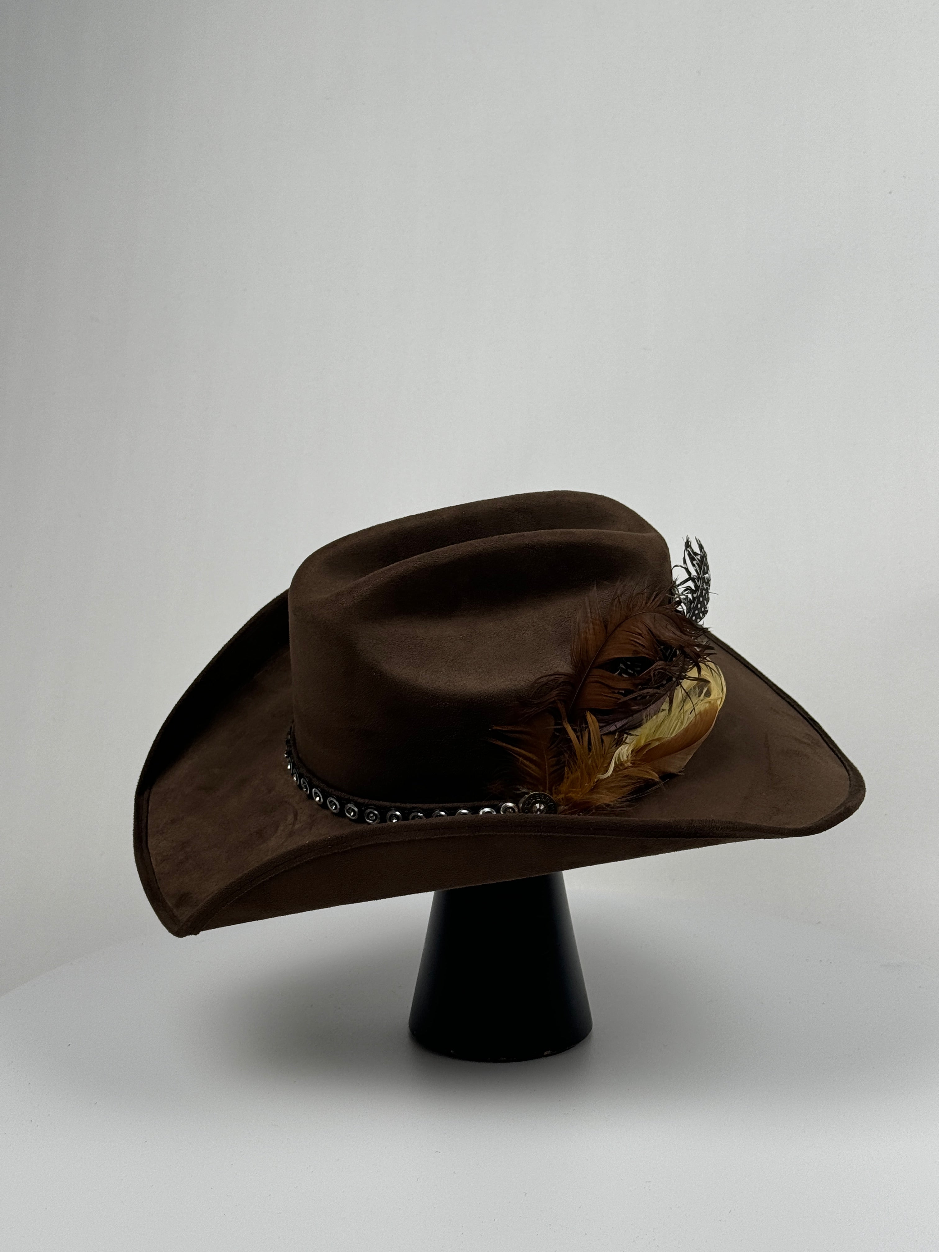Studded Band Cowboy Hat with Shotgun Shell Pin