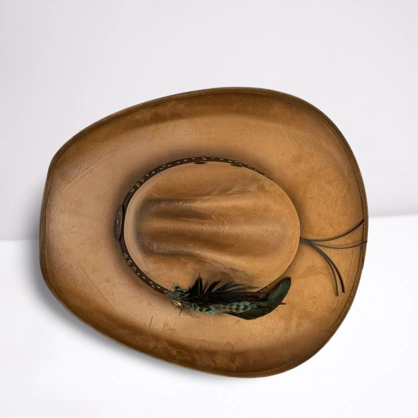 Turquoise Feathered Leather Band Cowboy Hat