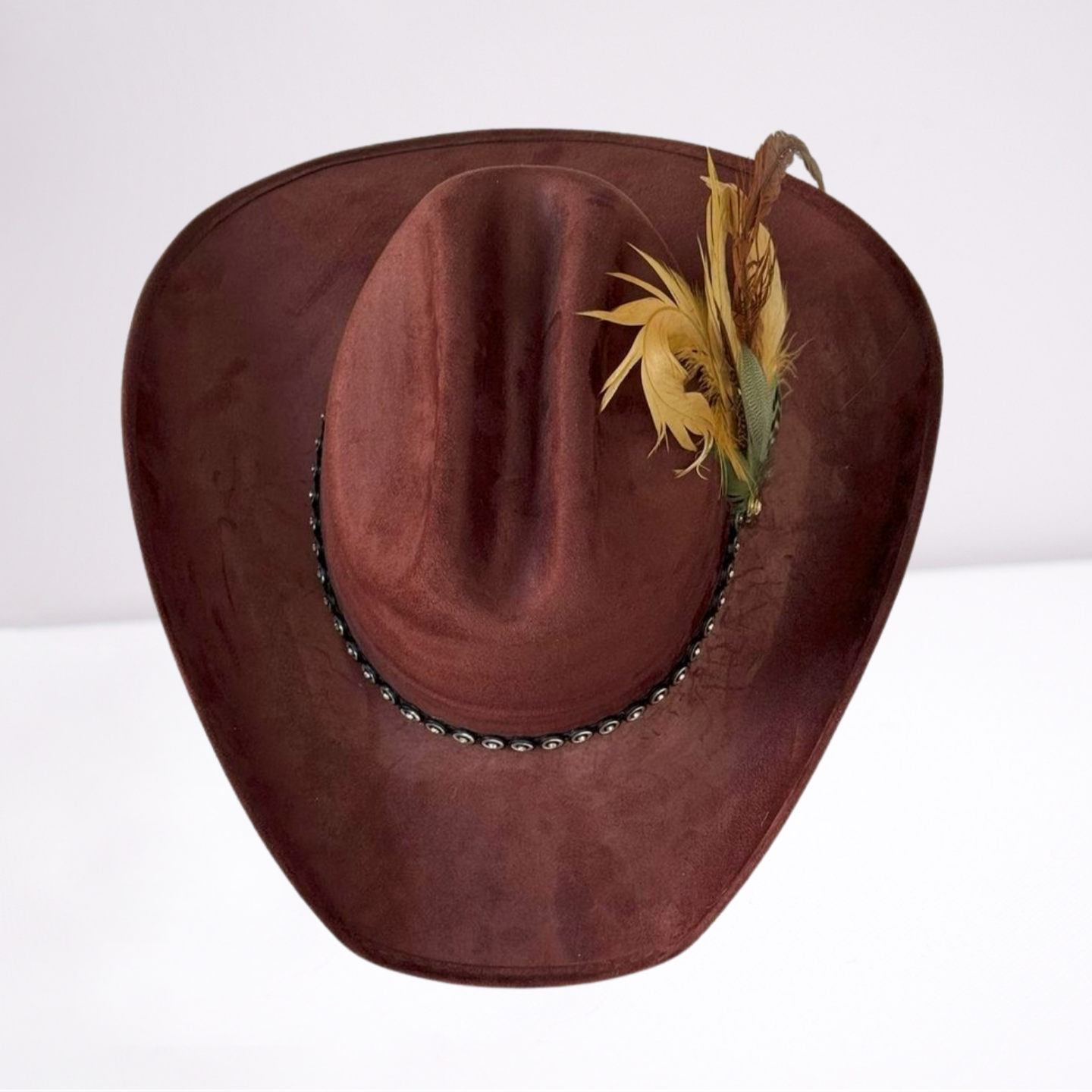 Brown & Turquoise Studded Band Cowboy Hat