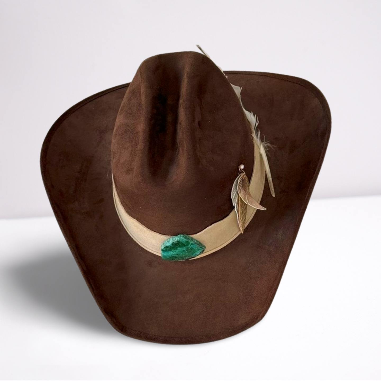 Tan Suede Band Cowboy Hat