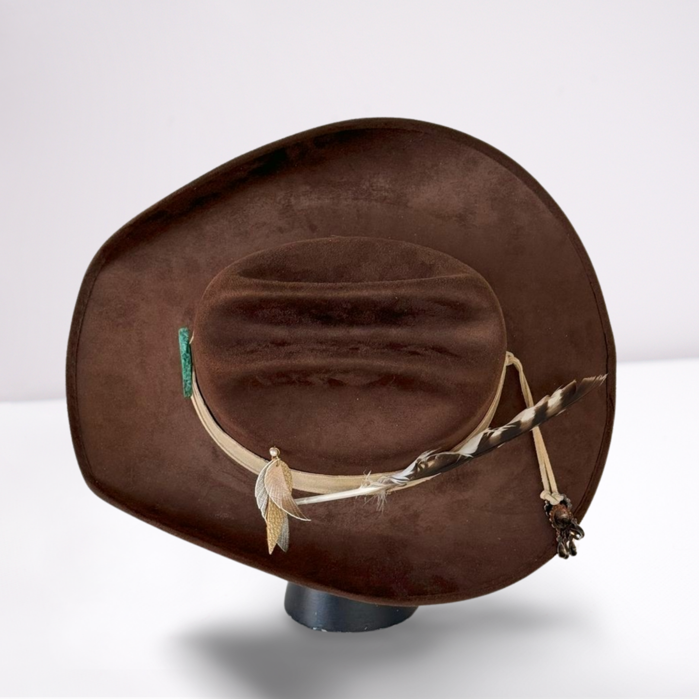 Tan Suede Band Cowboy Hat