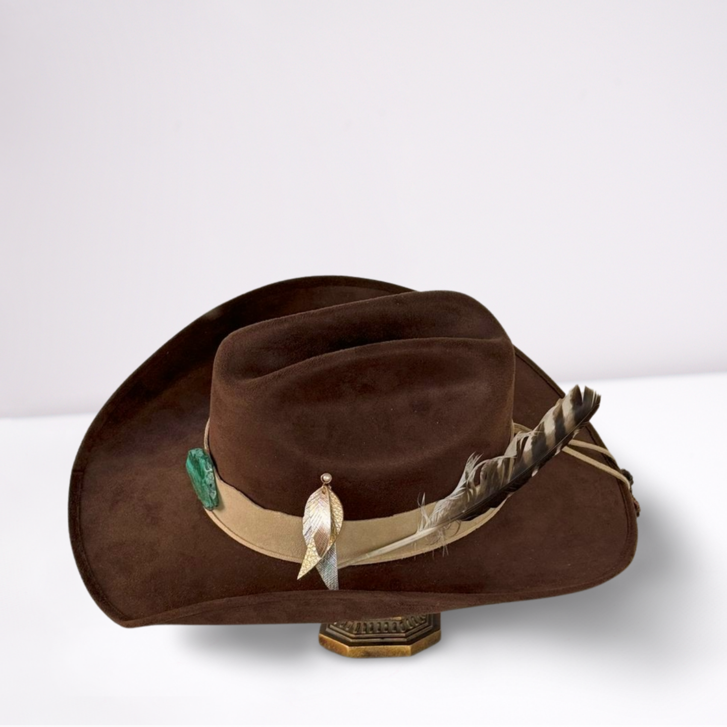 Tan Suede Band Cowboy Hat