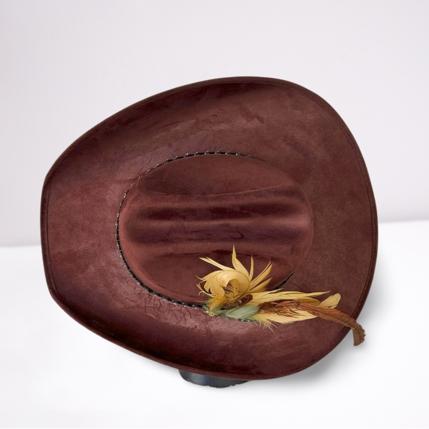 Brown & Turquoise Studded Band Cowboy Hat