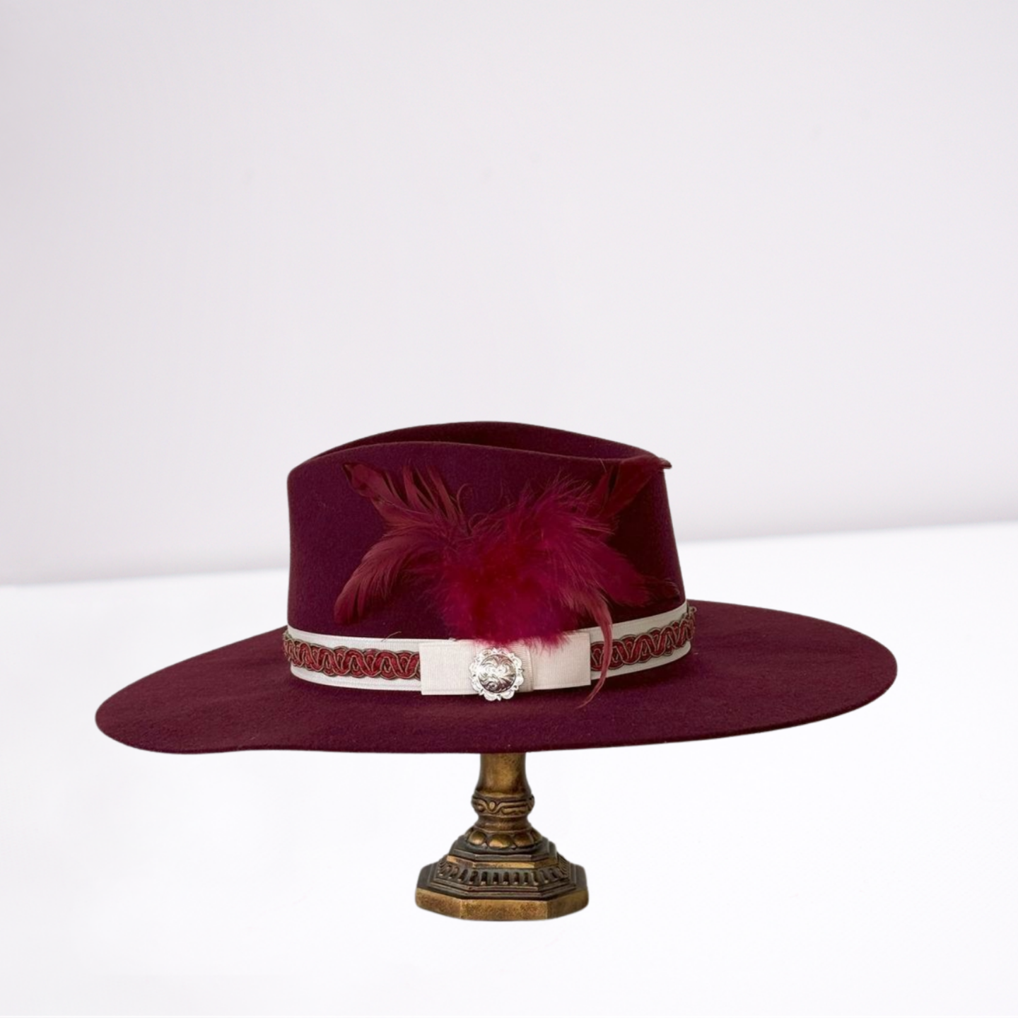 Twister Cream Burgundy Ribbon Band Rancher Hat