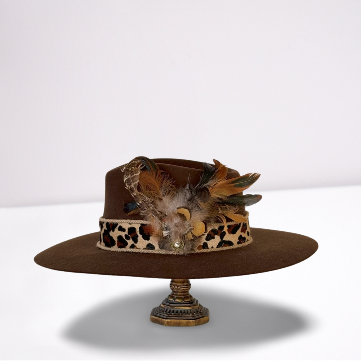 Twister Chocolate Brown Rancher Twister Animal Print Leather Band Rancher Hat – Animo Hat  main image 3