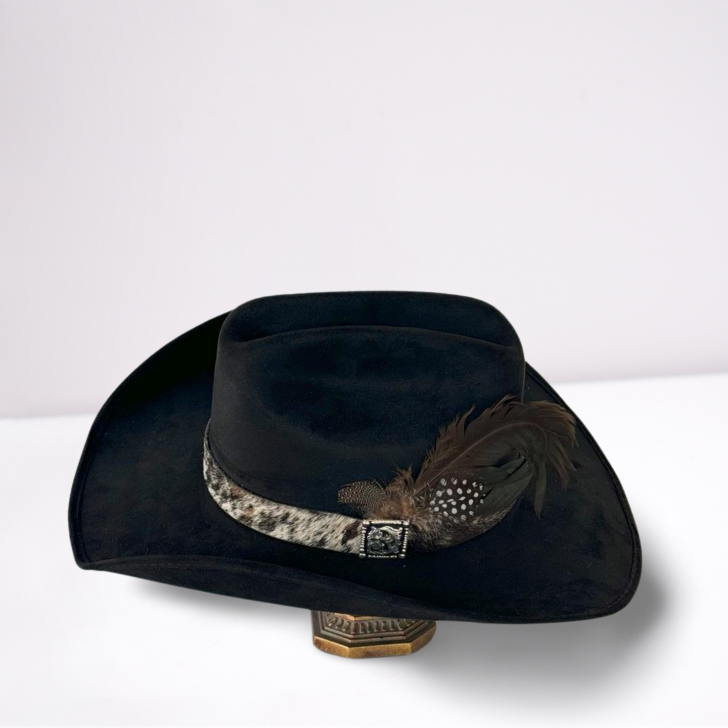 Black & White Natural Hide Band Cowboy Hat