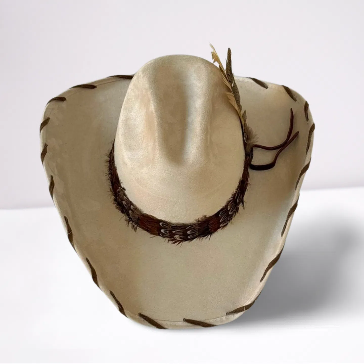 Brown Pheasant Feather Band Cowboy Hat