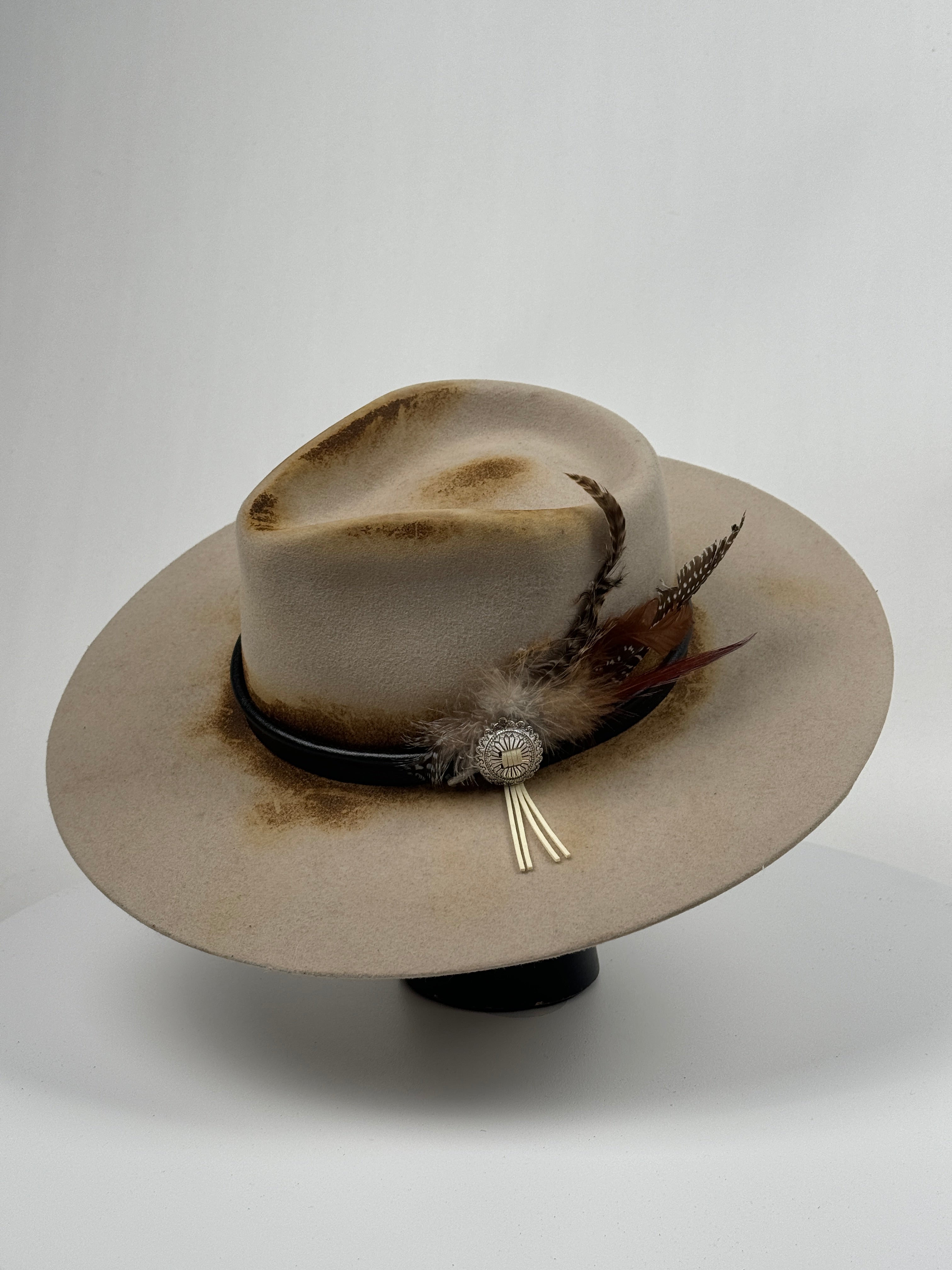 Leather Band Rancher Hat with Copper Tie