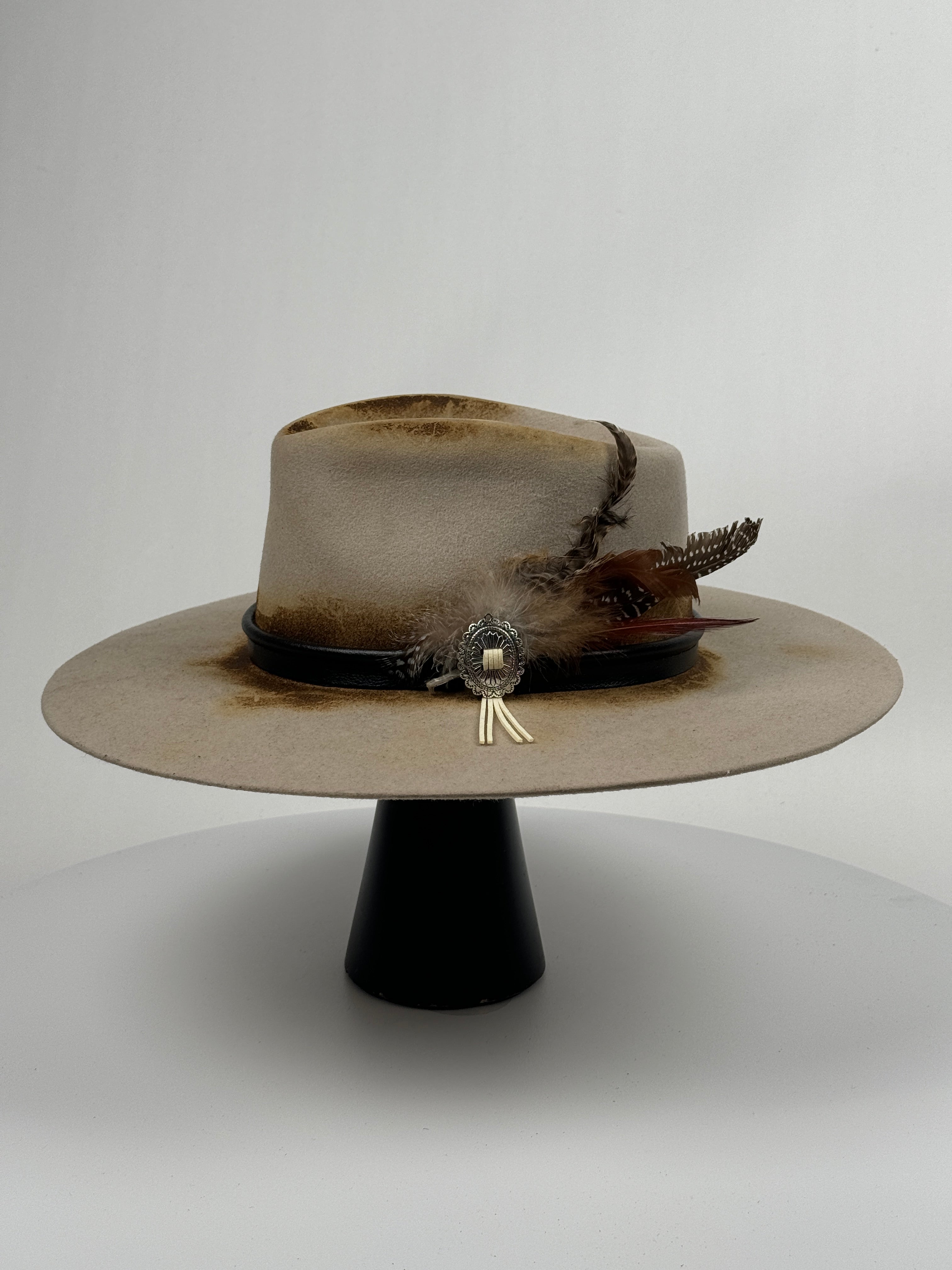 Leather Band Rancher Hat with Copper Tie