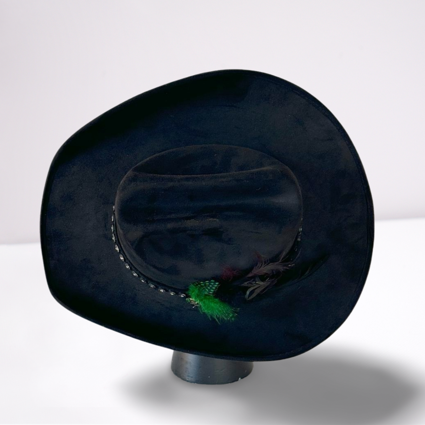 Green Feathered Studded Band Cowboy Hat