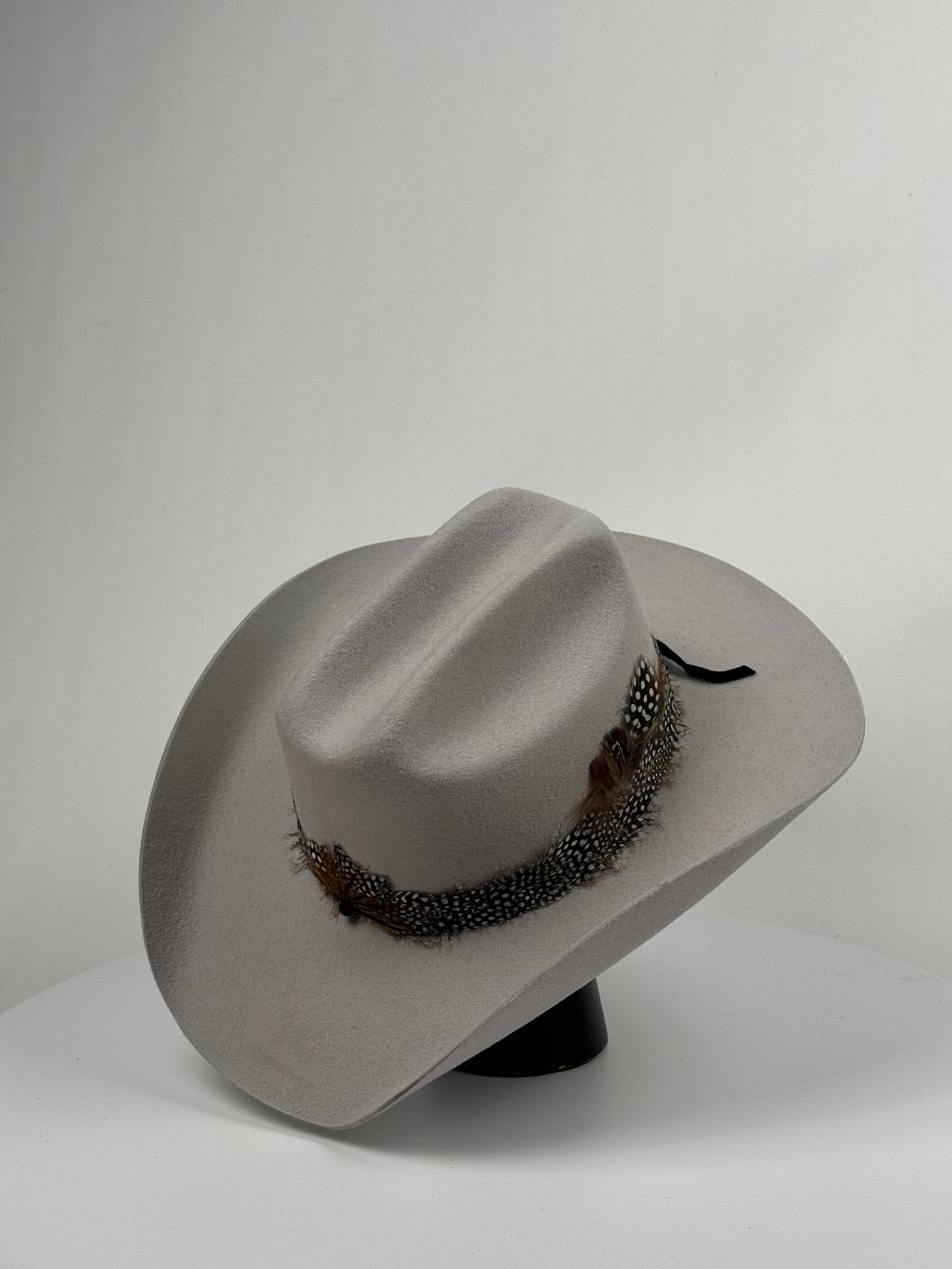 Grey Feather Band Cowboy Hat