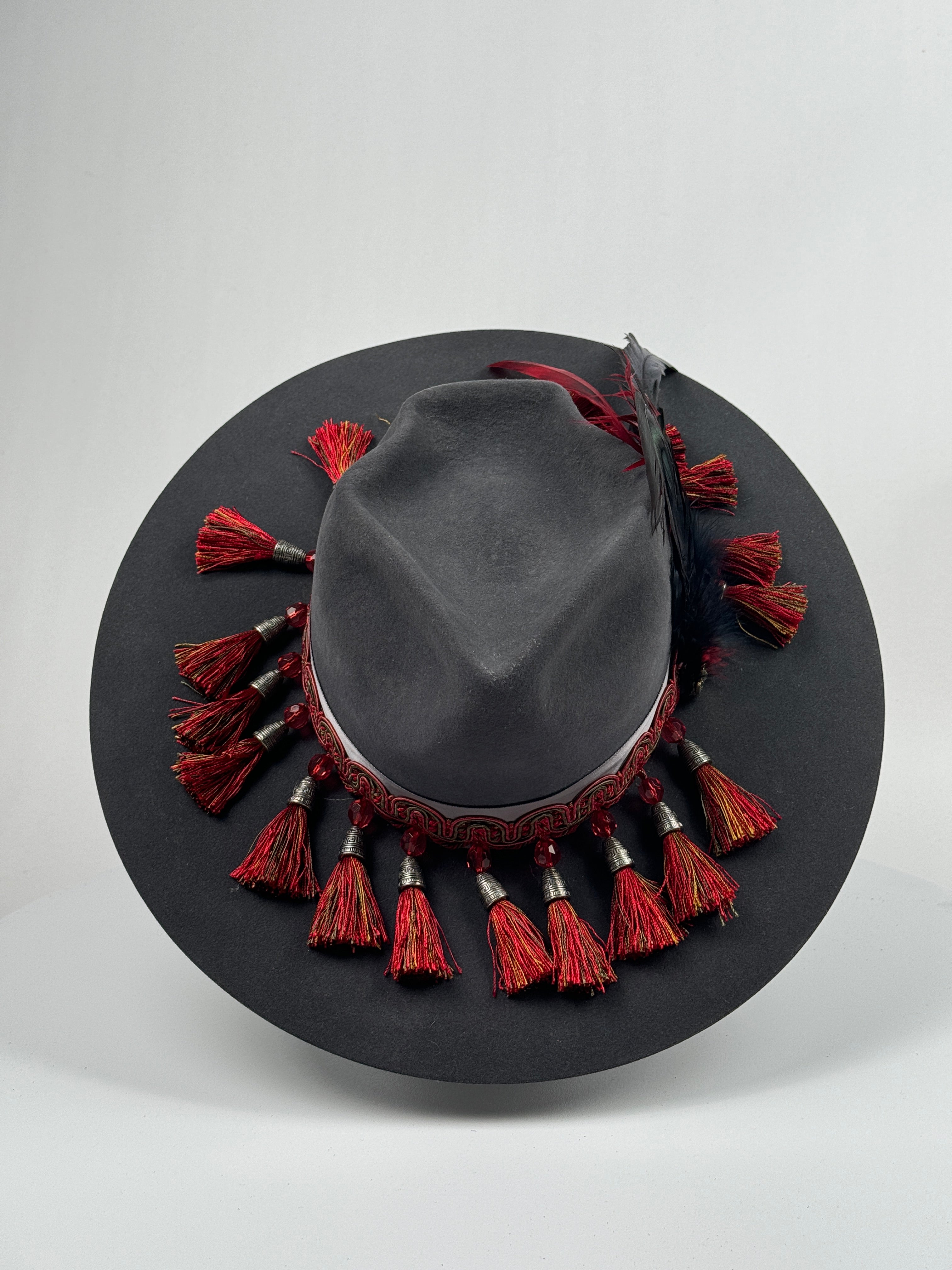 Grey Embellished Band Rancher Hat