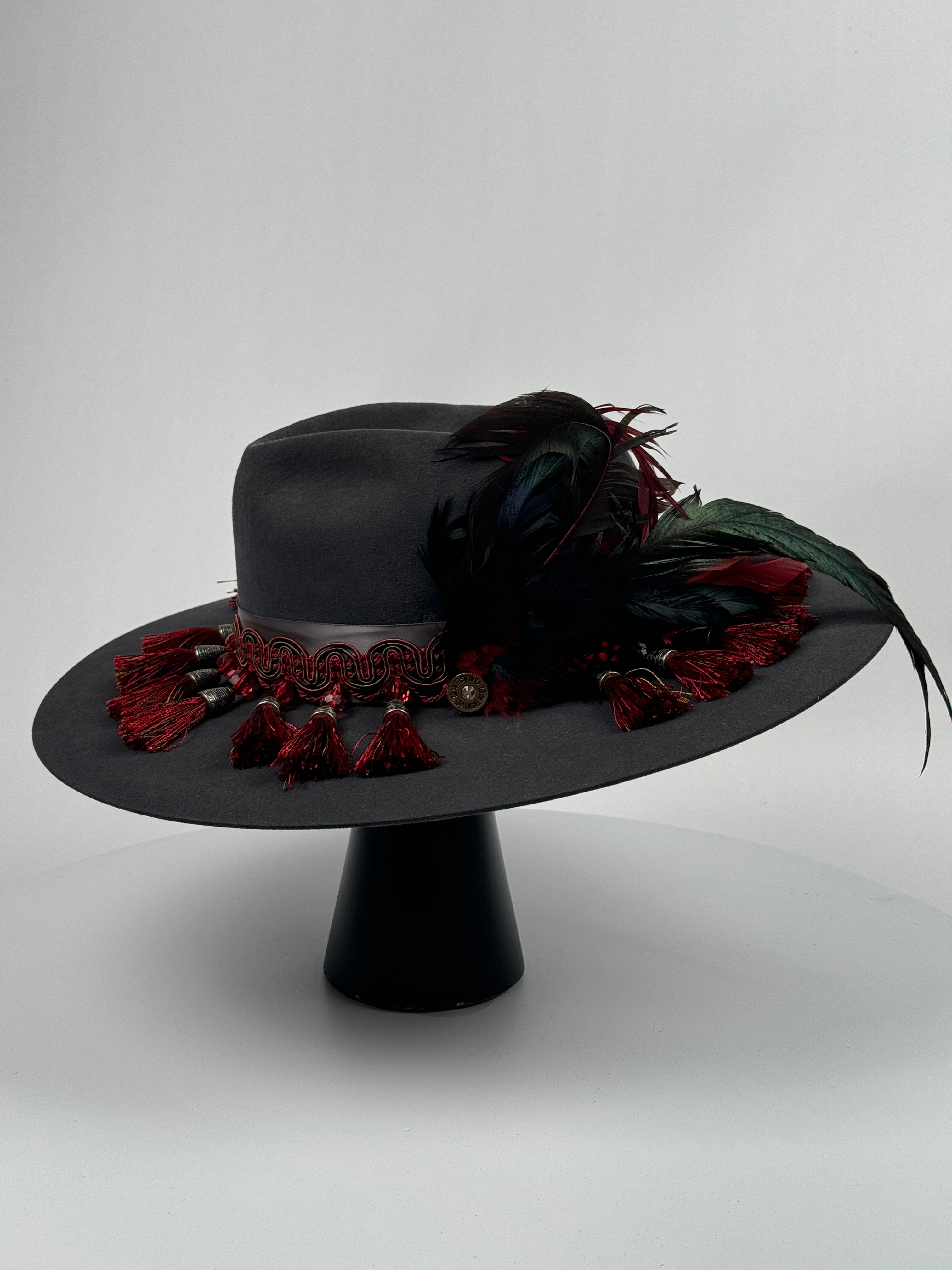 Grey Embellished Band Rancher Hat