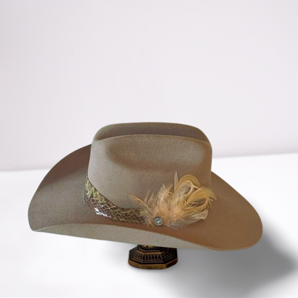 Python Cowboy Hat Exotic Python Crystal Band Cowboy Hat – Animo Hat & Apparel