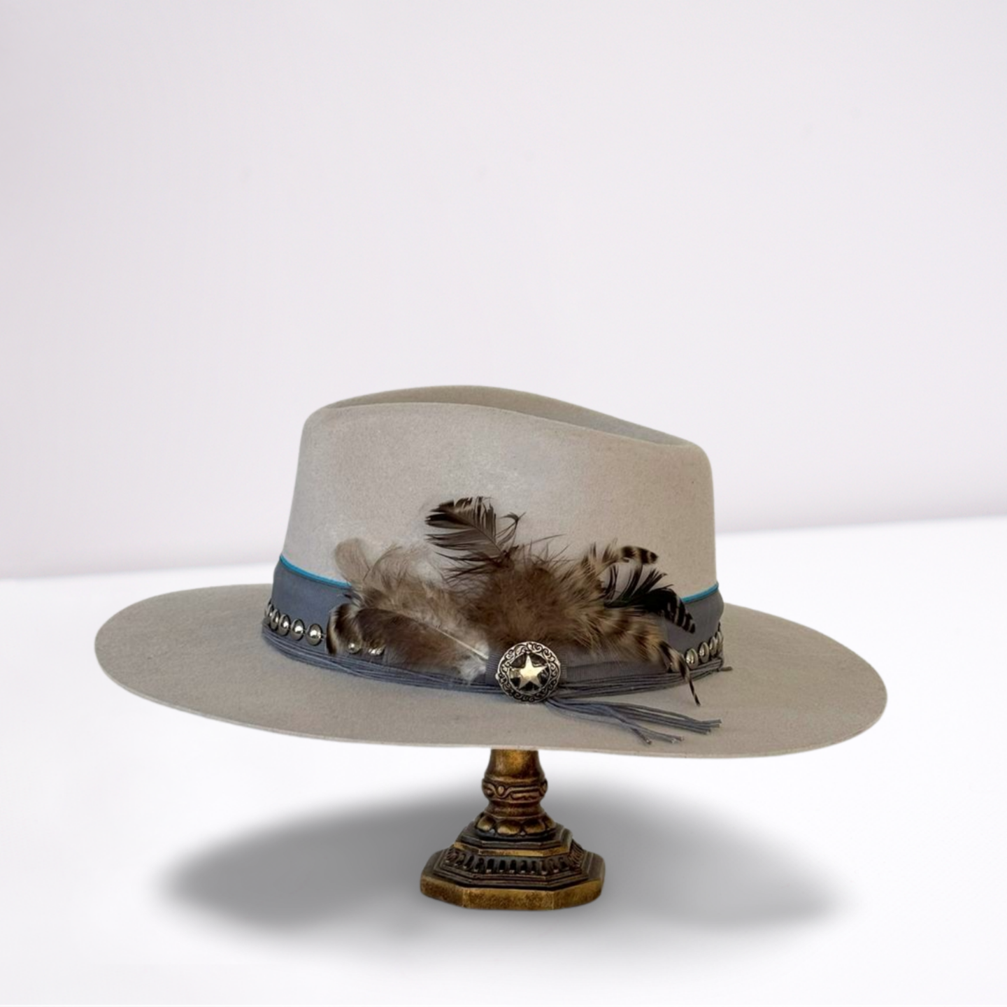 Blue Ribbon Band Silver Studs Rancher Hat