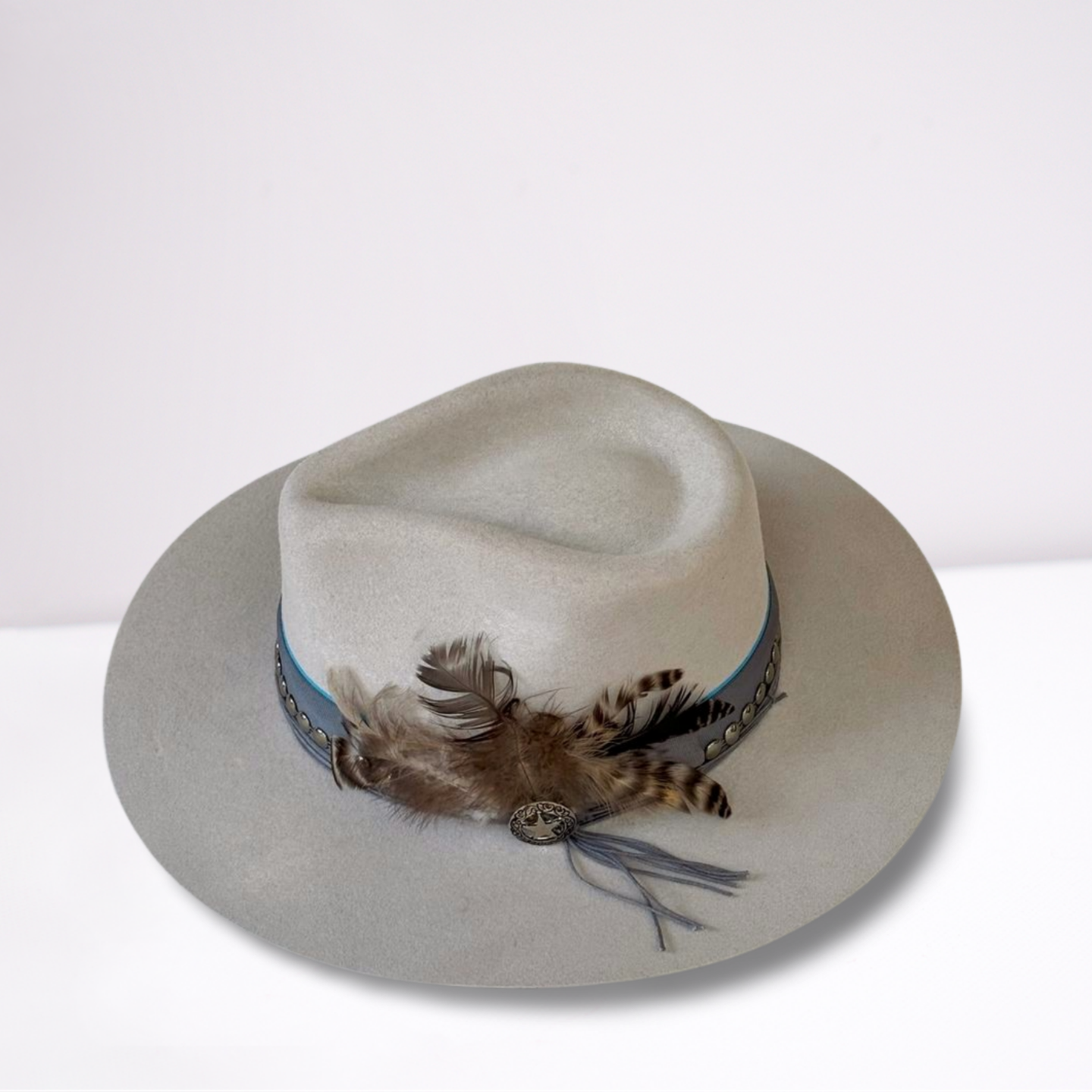 Blue Ribbon Band Silver Studs Rancher Hat