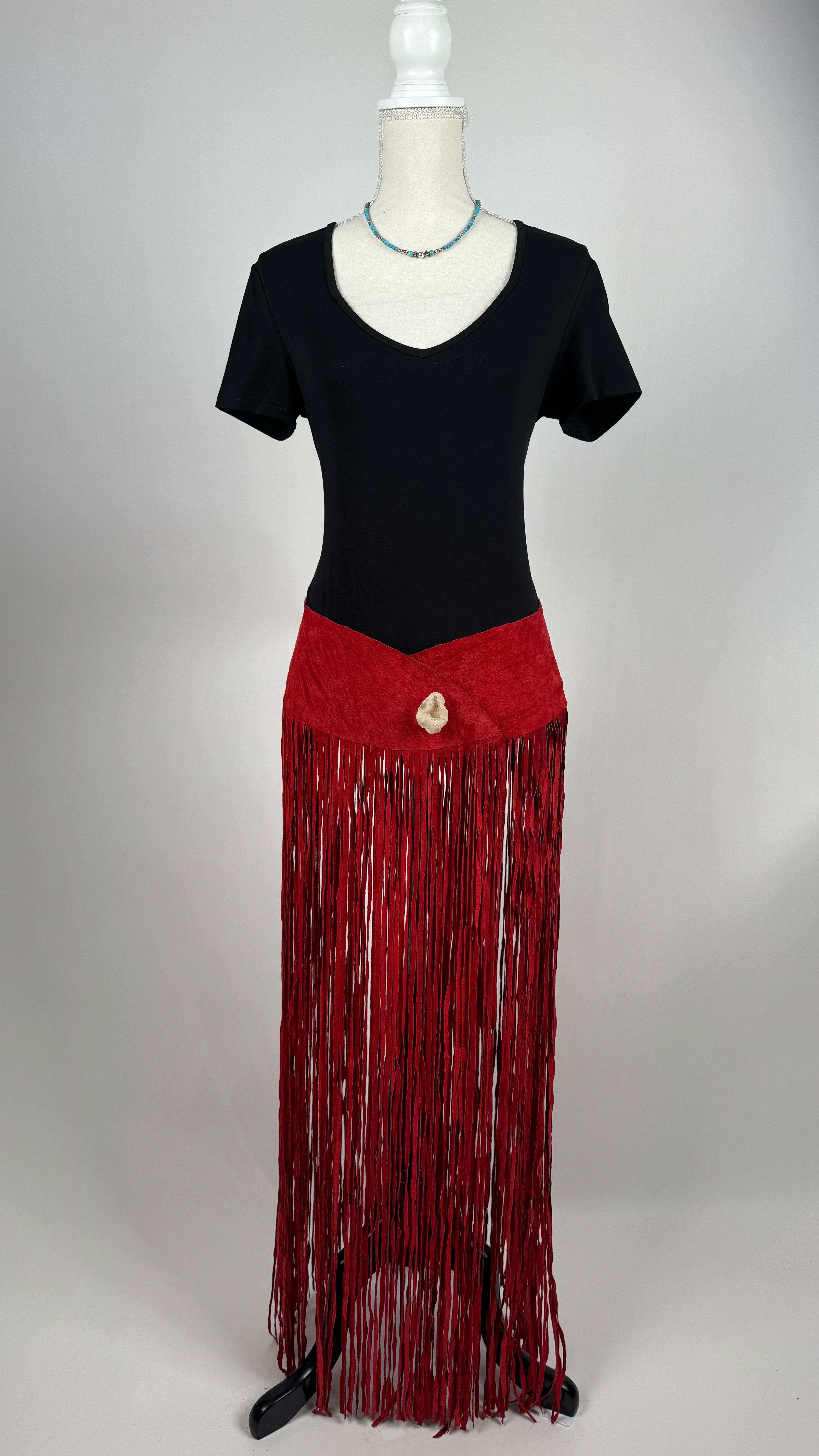 Boar Suede Long Fringe Belt