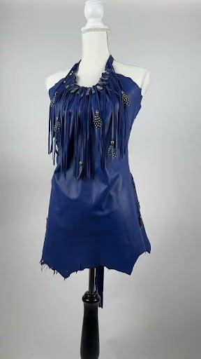 Beaded Leather Halter Top