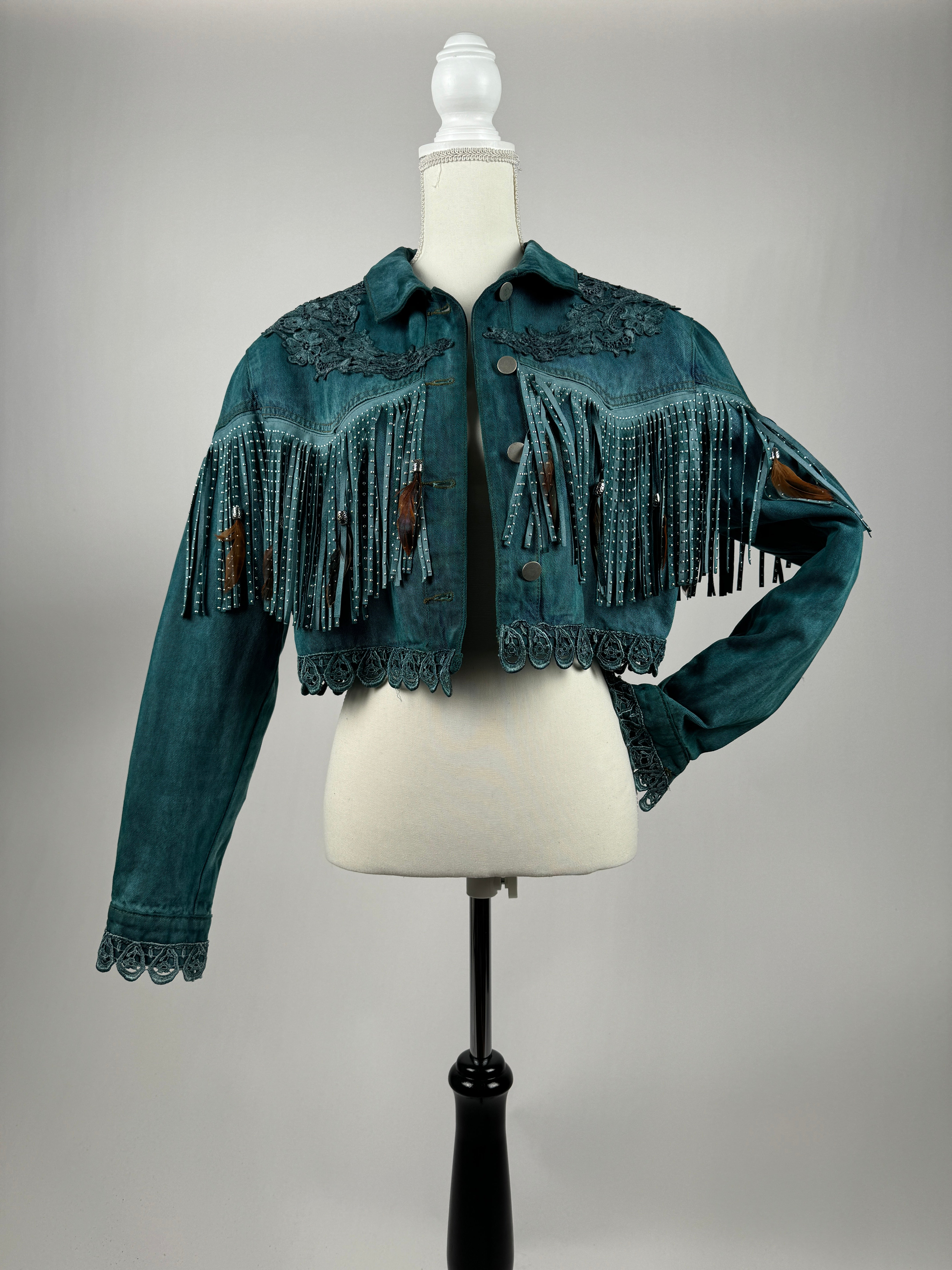 Denim Distressed Bolero Jacket