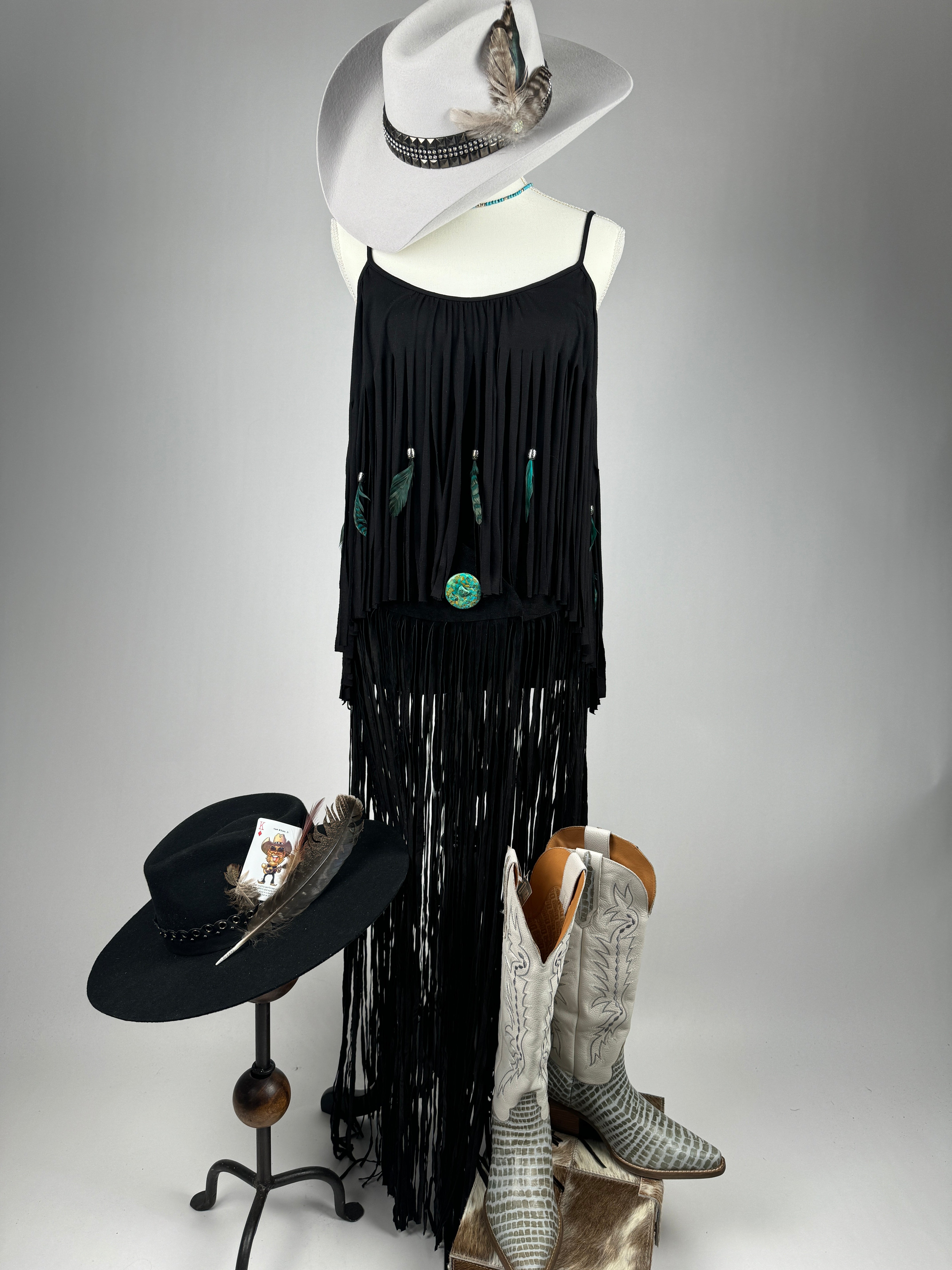 Open Shoulder Fringe Top