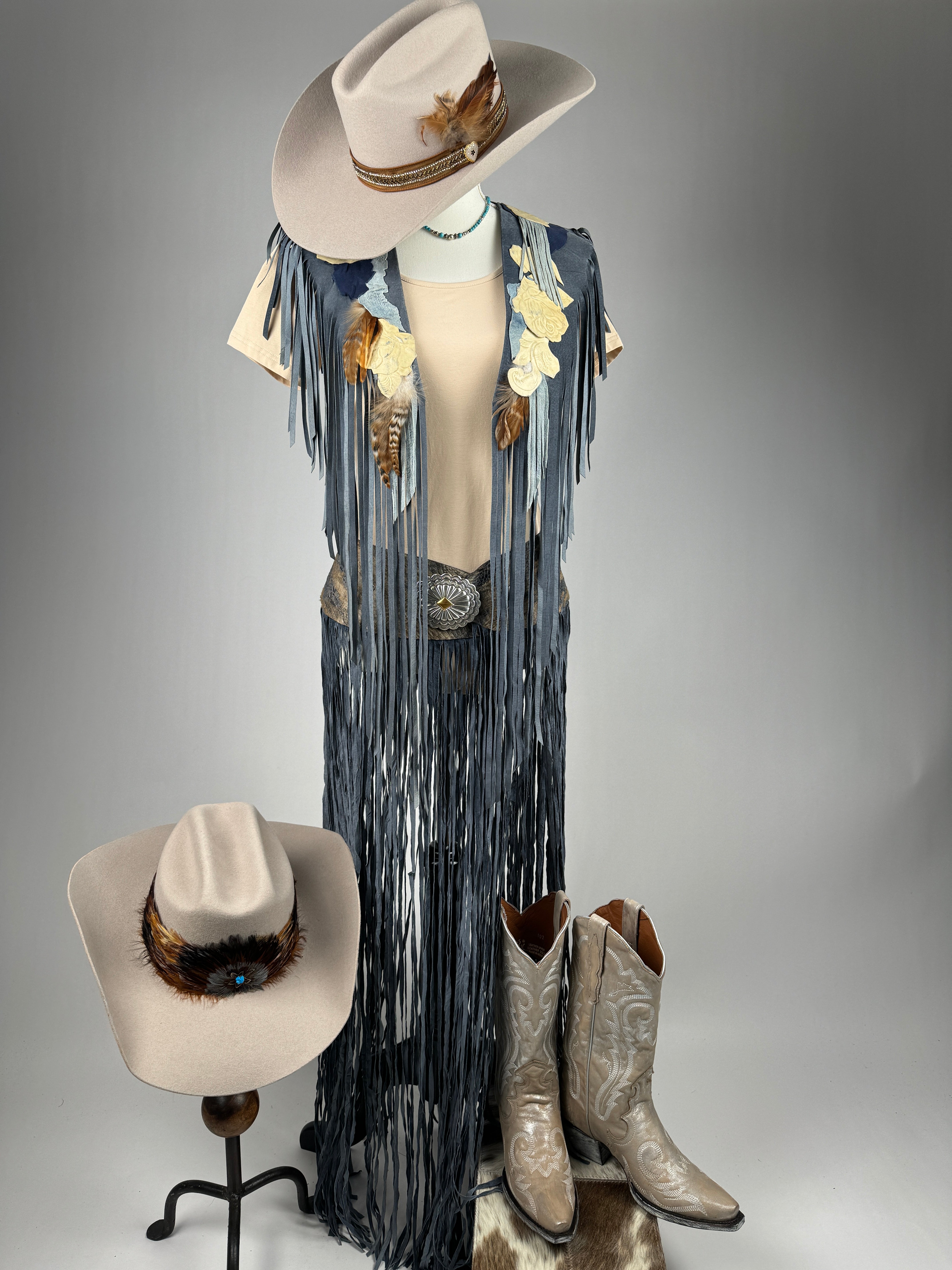 Long Suede Fringe Belt