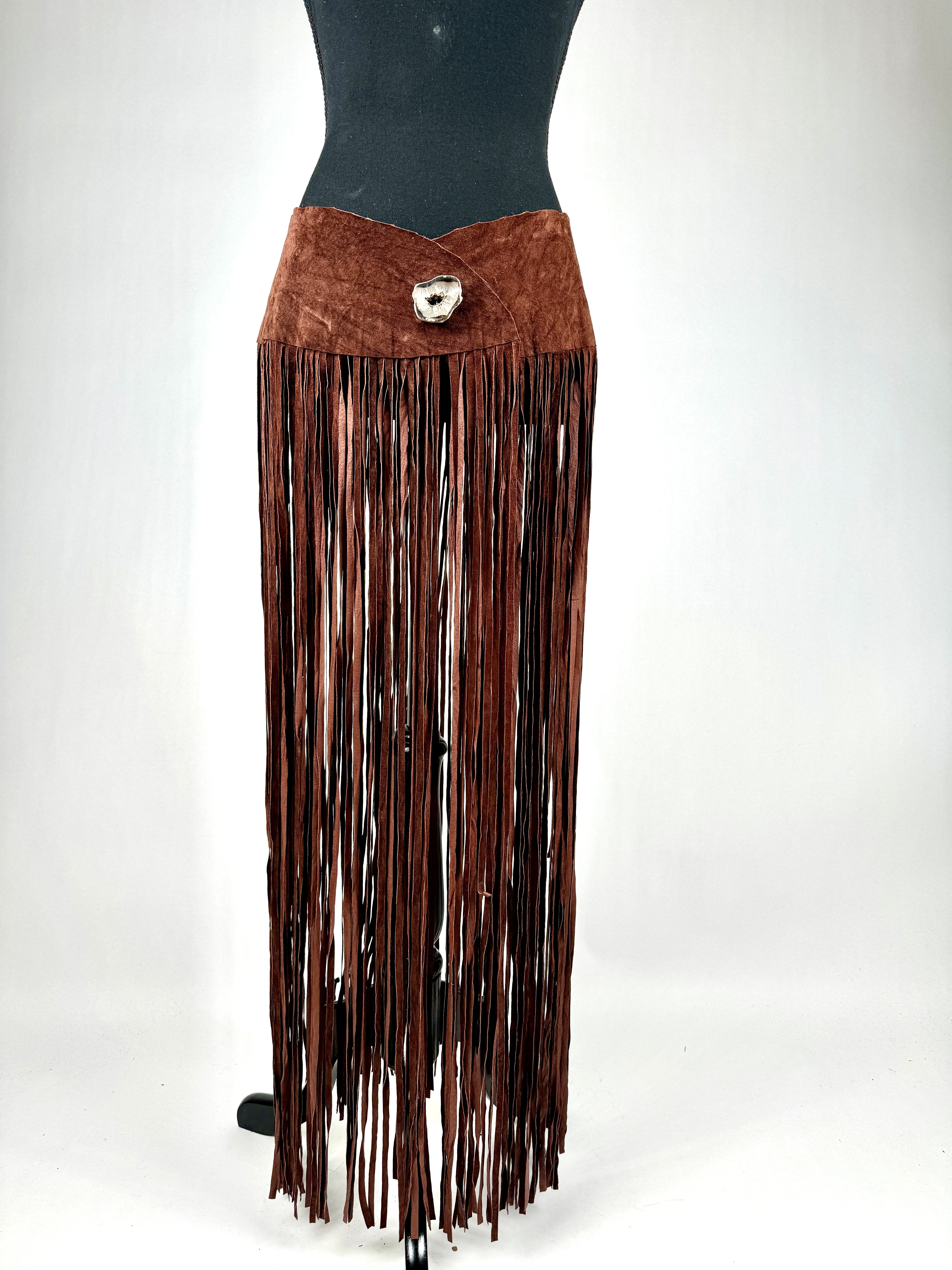 Long Suede Fringe Belt