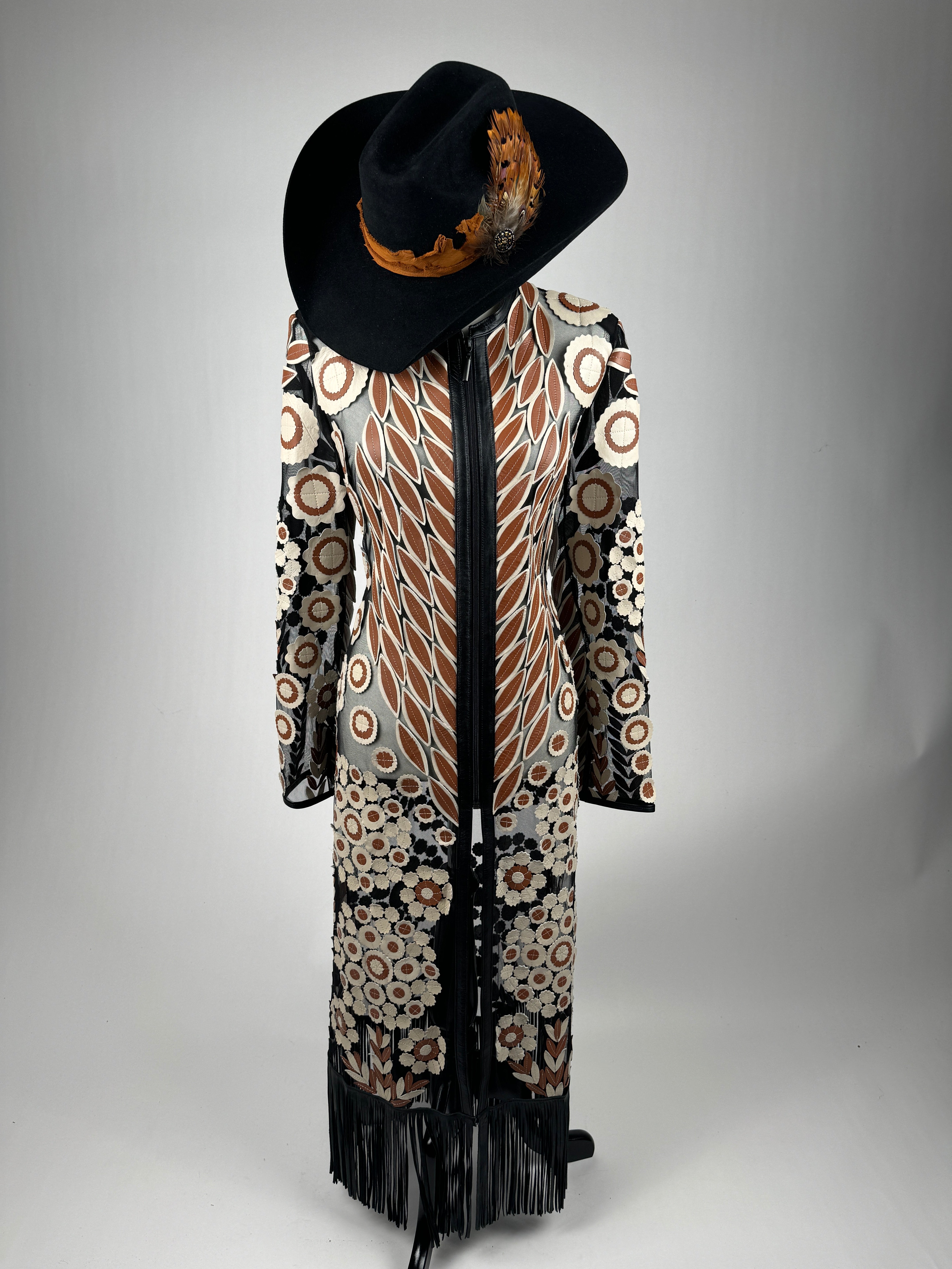 Long Flowered Duster with Fringe