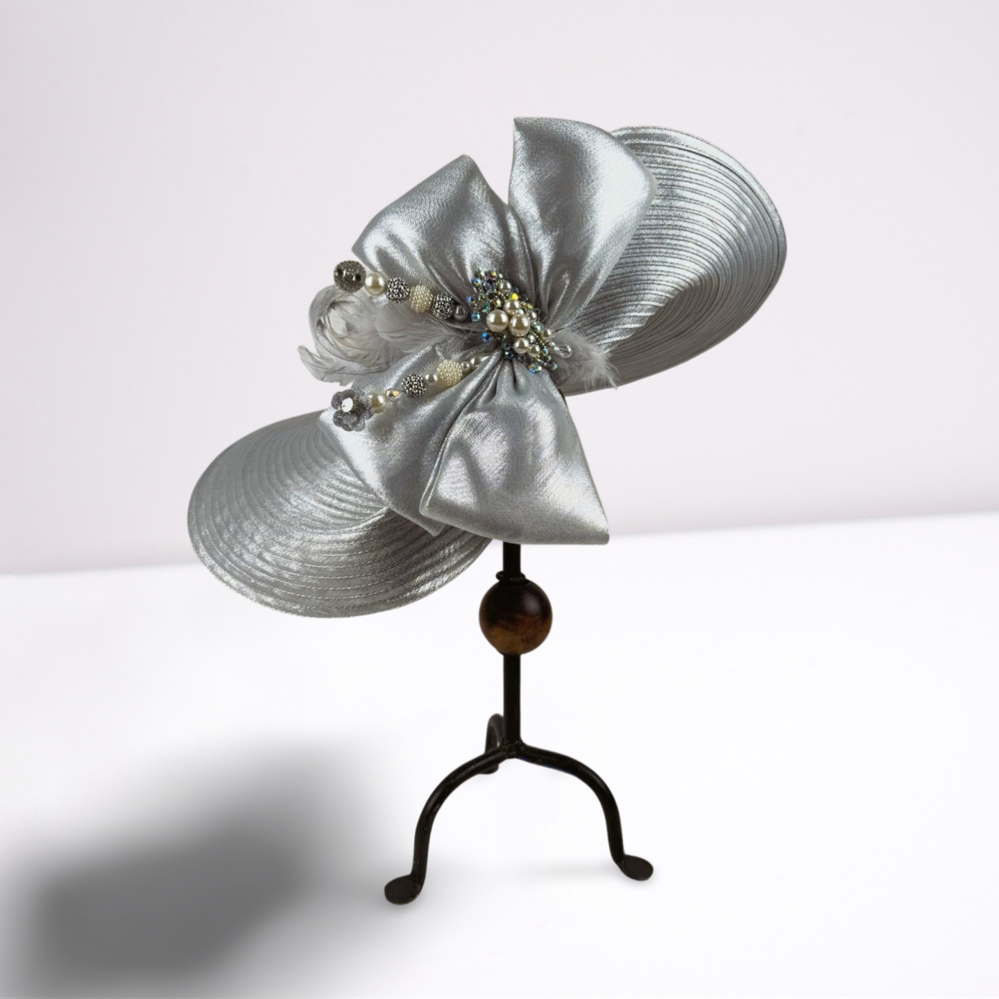Silver Crystal Satin Derby Hat-Animo Hat Company