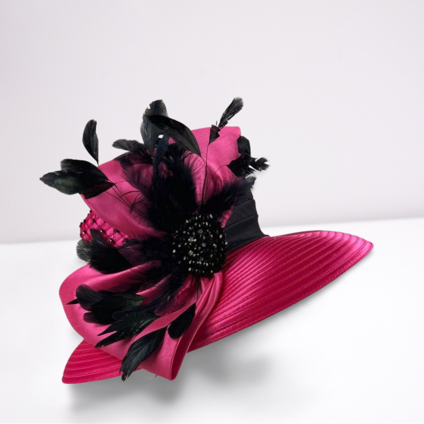 Pink Black Crown Derby Hat-Animo Hat Company